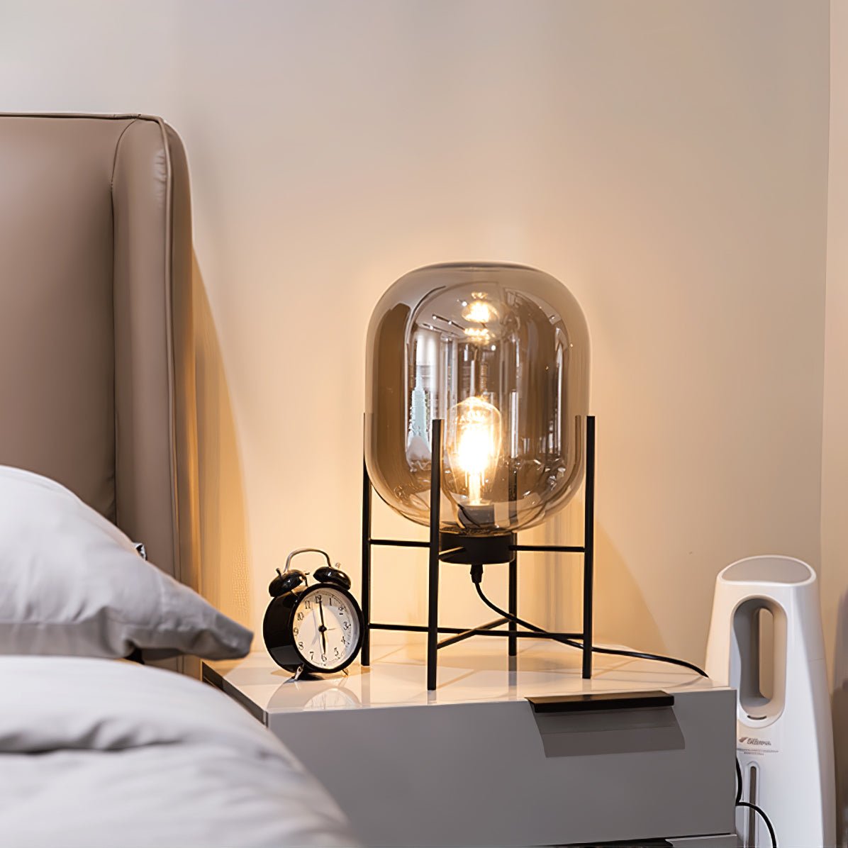 Gareth Glass Industrial Table Lamp-Neutral Decor