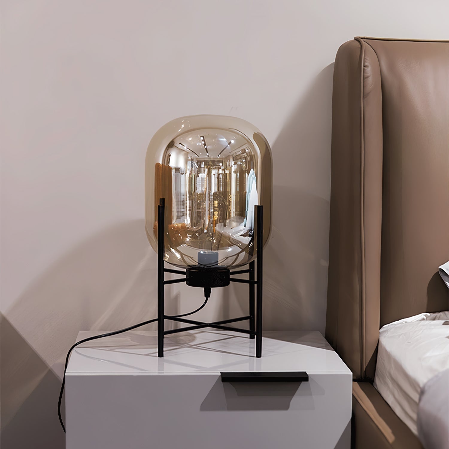 Gareth Glass Industrial Table Lamp-Neutral Decor