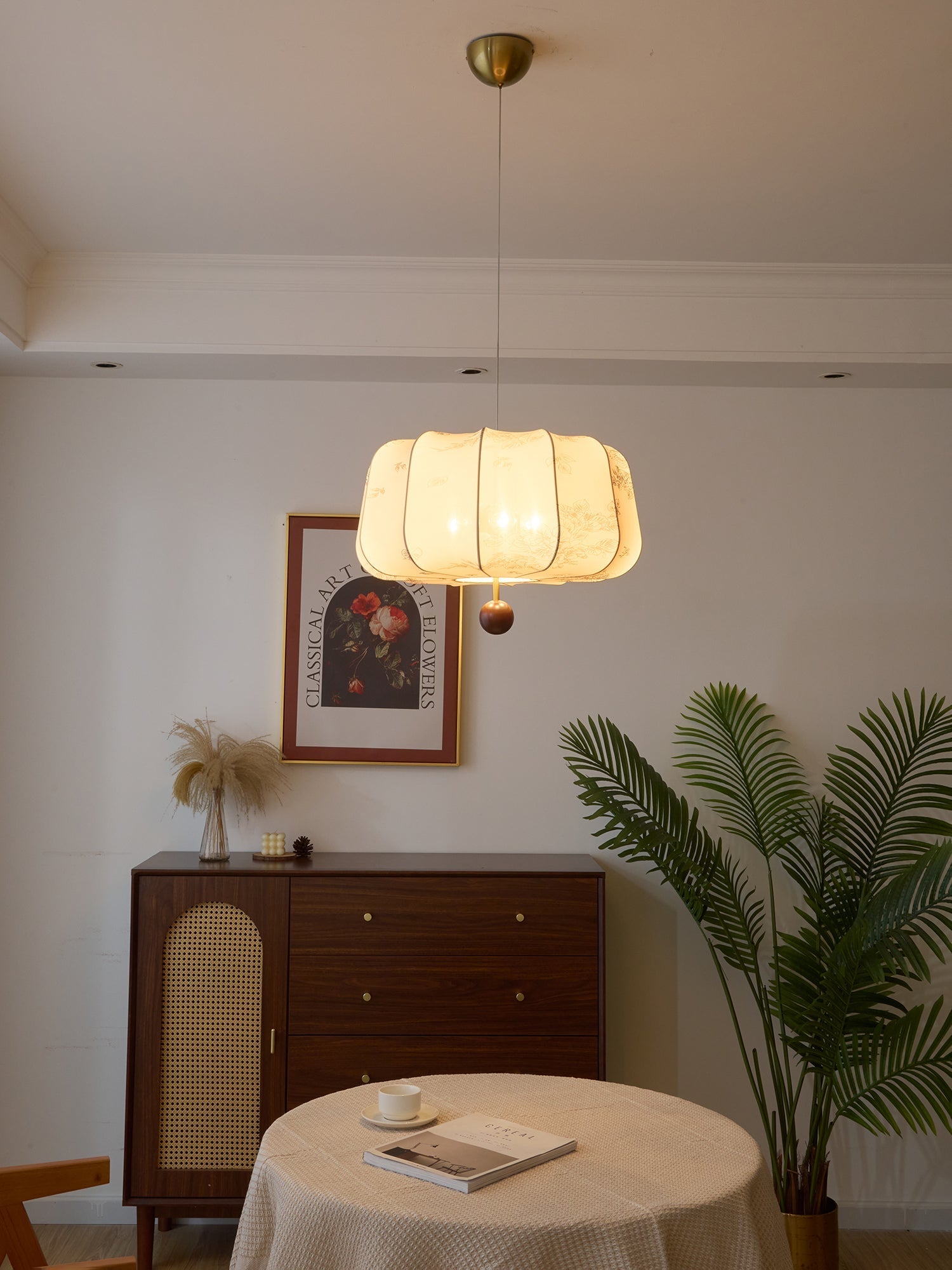 Divelo Wood & Fabric Pendant Light-Neutral Decor
