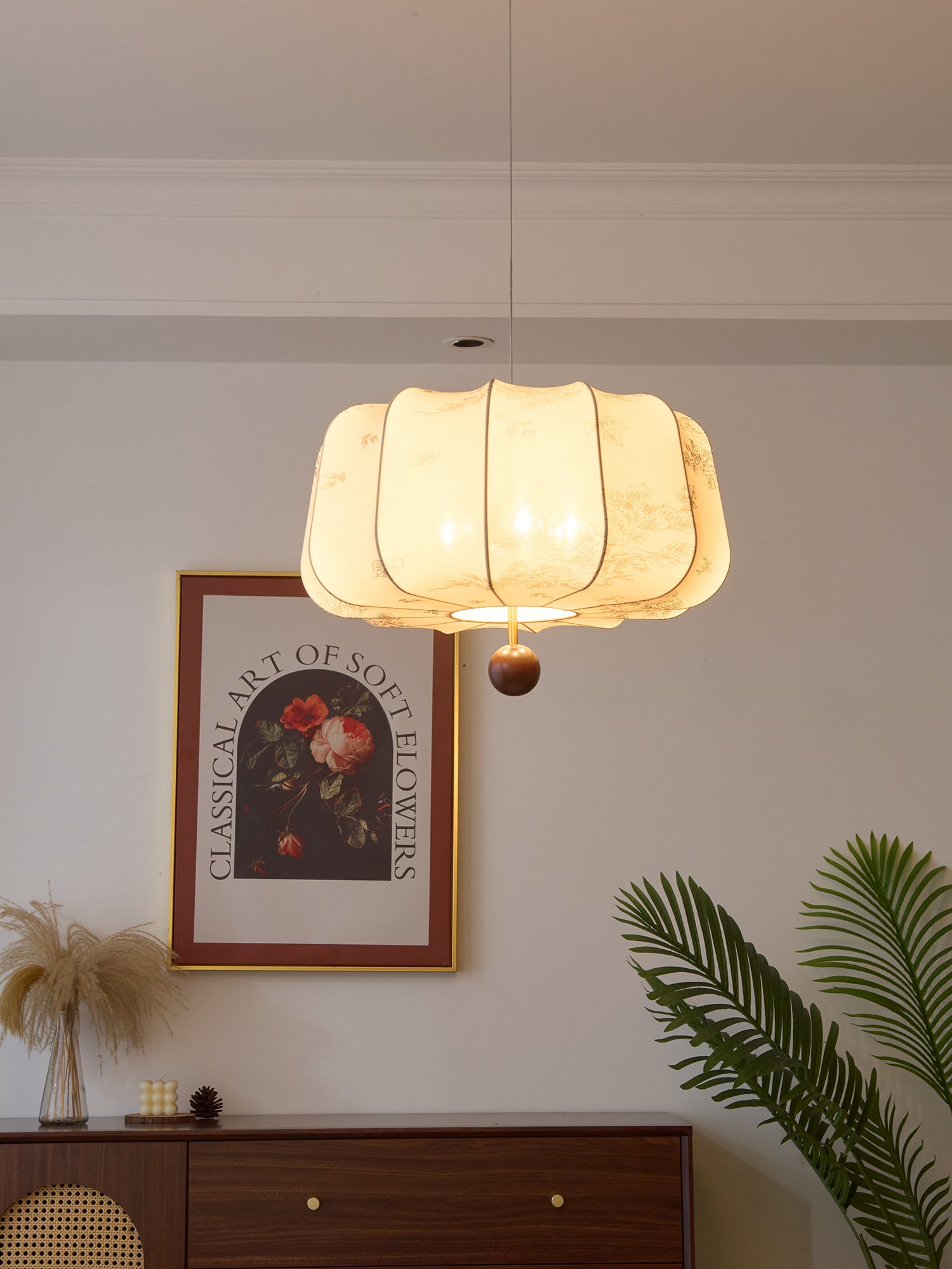 Divelo Wood & Fabric Pendant Light-Neutral Decor