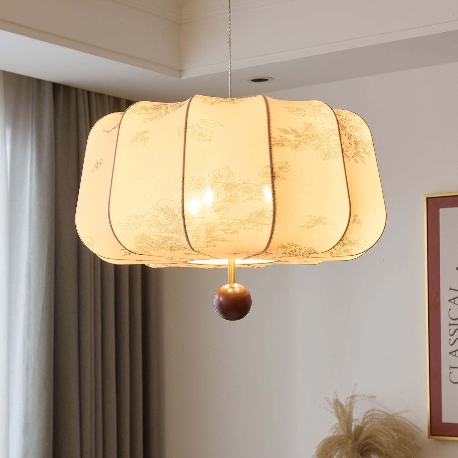 Divelo Wood & Fabric Pendant Light-Neutral Decor