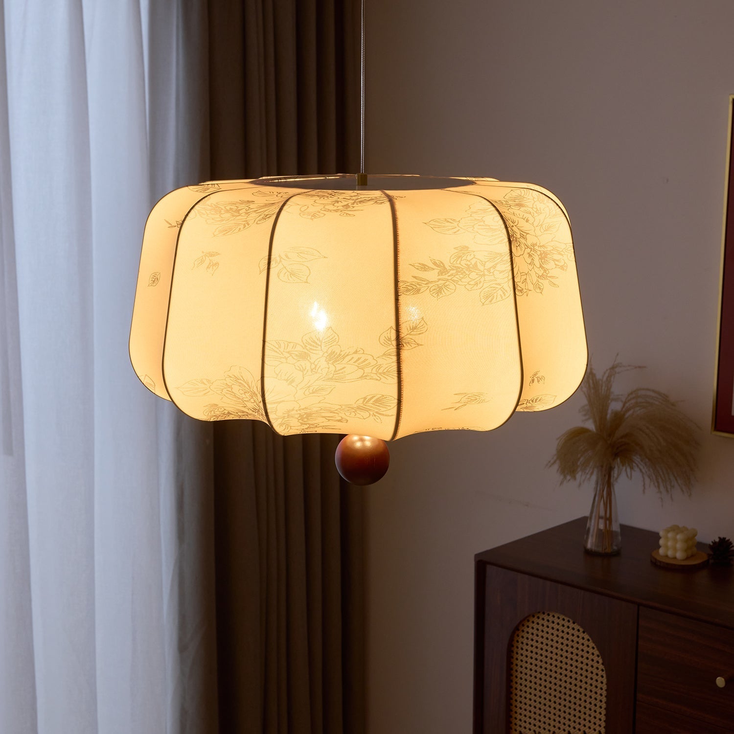 Divelo Wood & Fabric Pendant Light-Neutral Decor