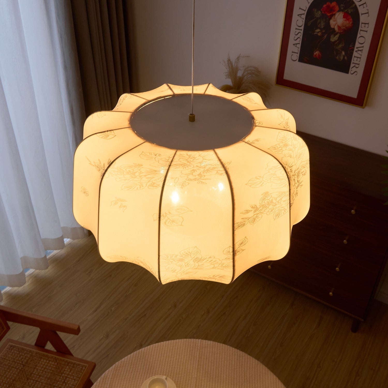 Divelo Wood & Fabric Pendant Light-Neutral Decor