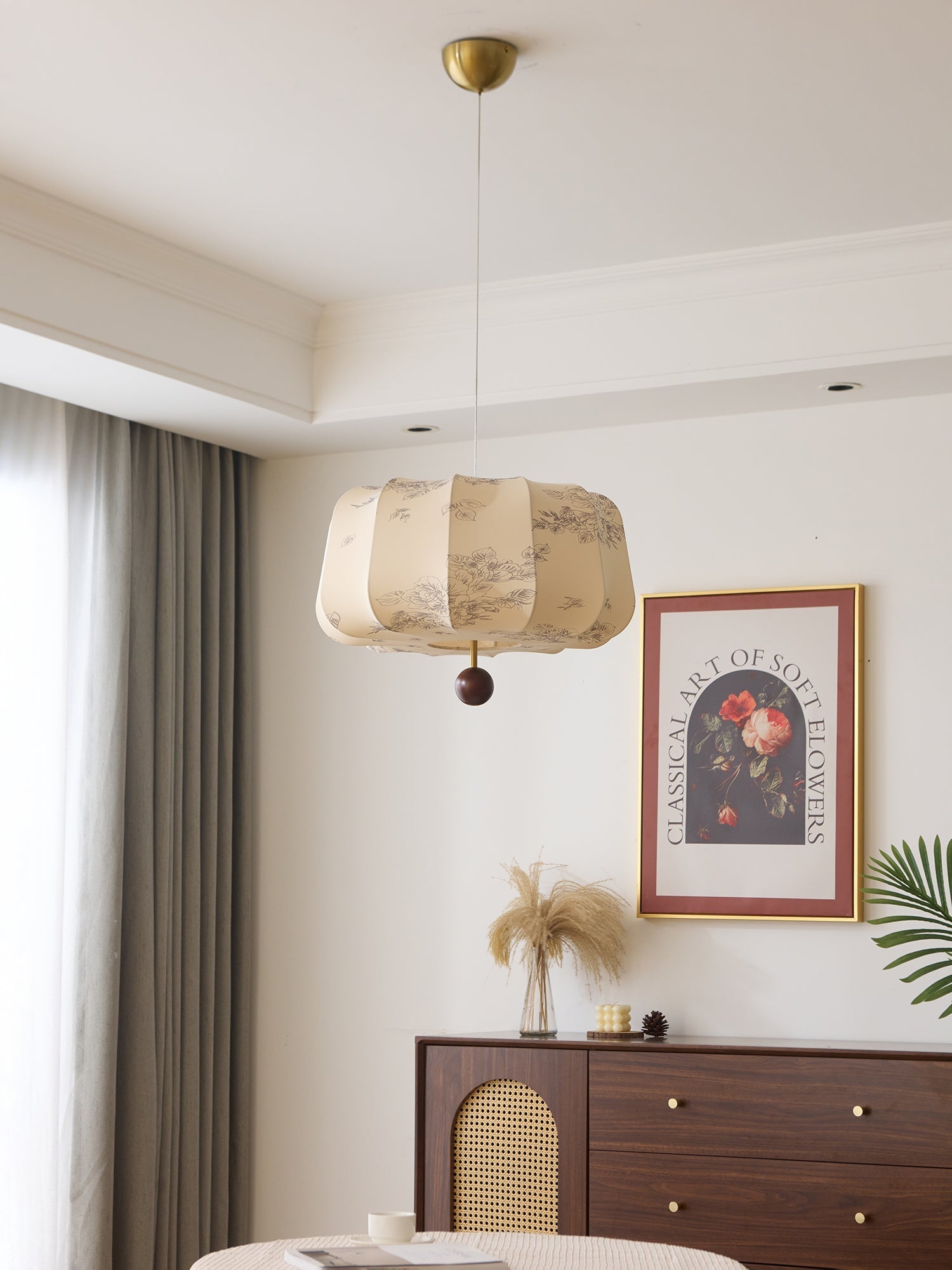Divelo Wood & Fabric Pendant Light-Neutral Decor