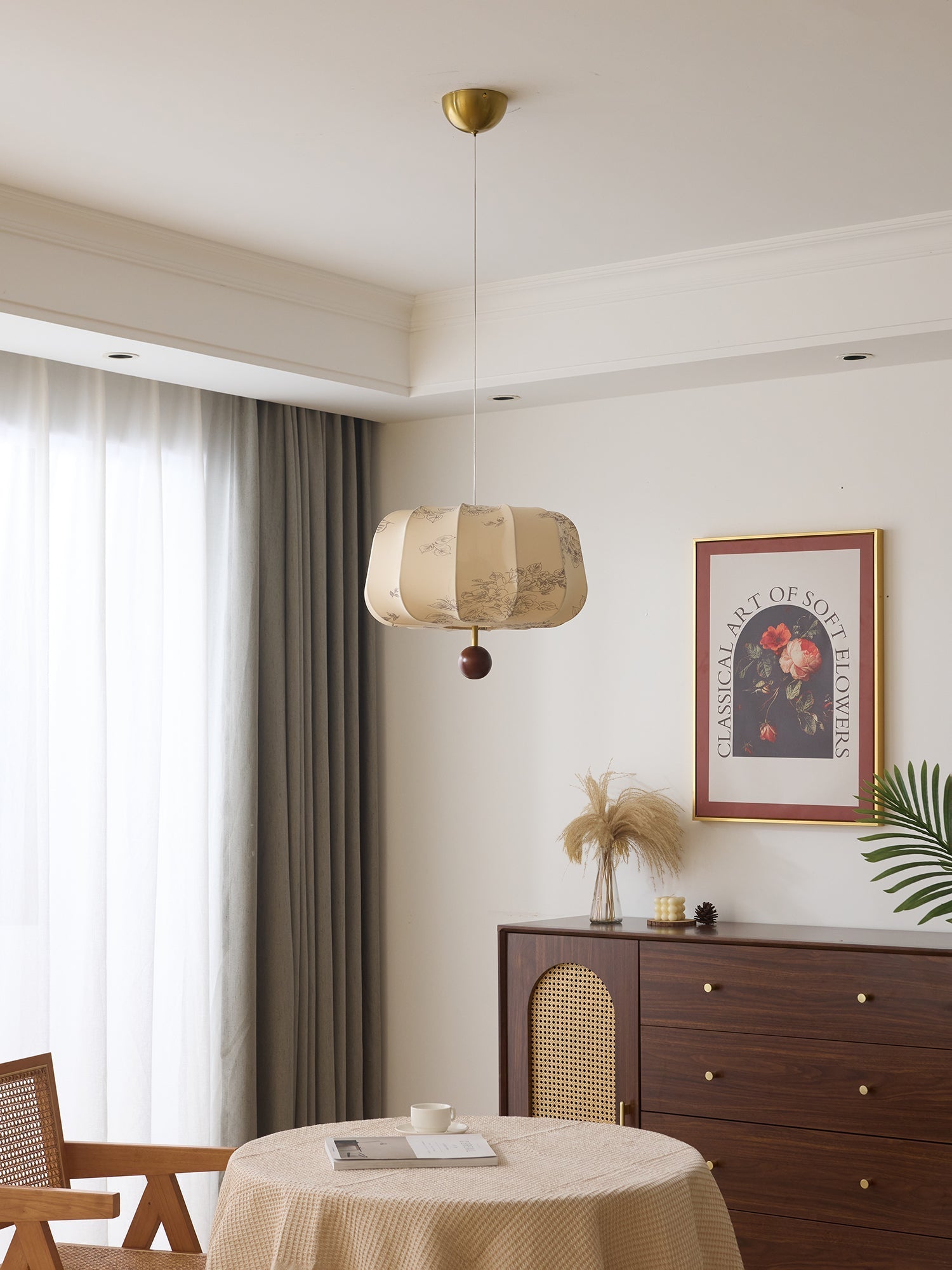 Divelo Wood & Fabric Pendant Light-Neutral Decor