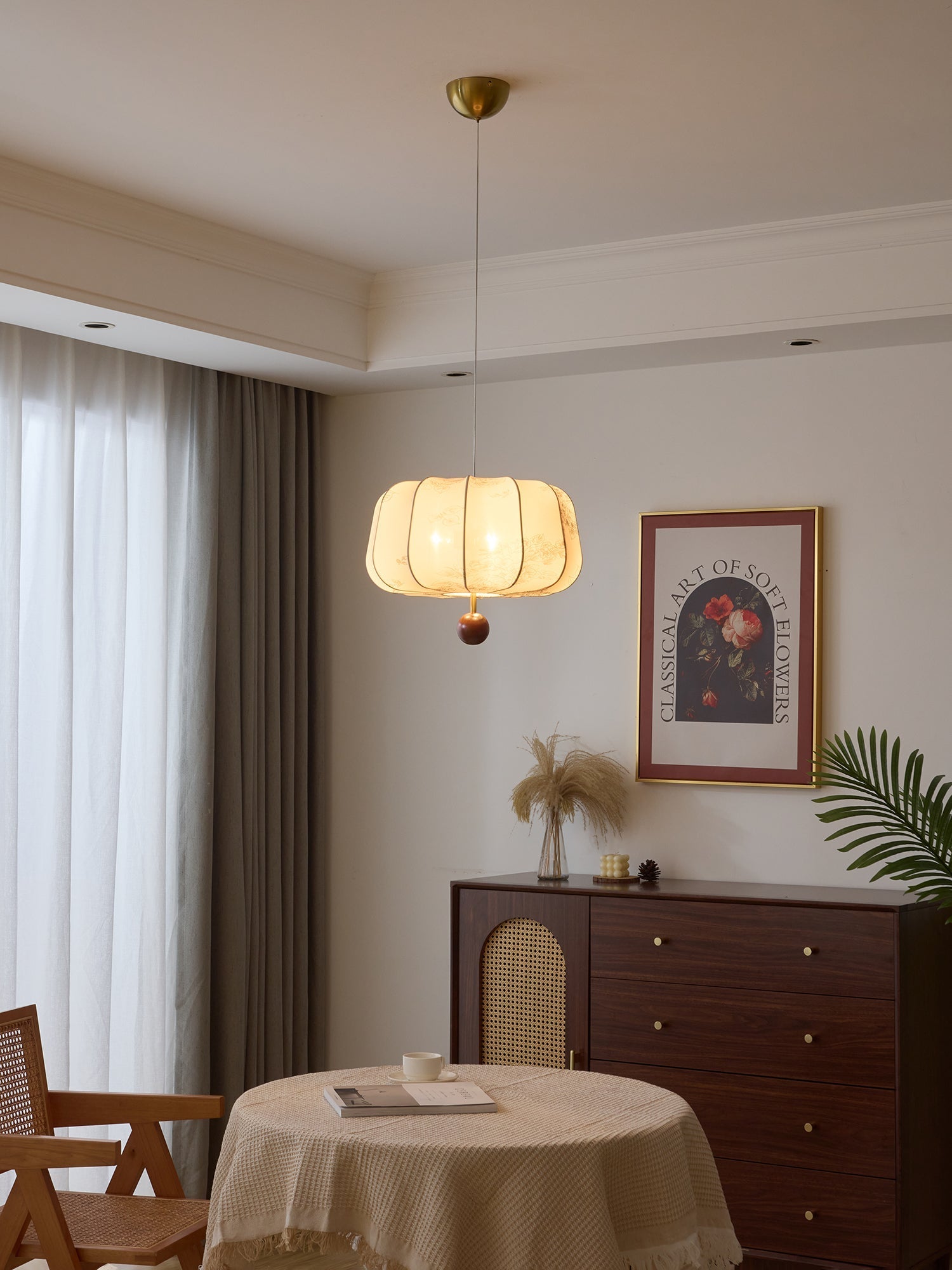 Divelo Wood & Fabric Pendant Light-Neutral Decor