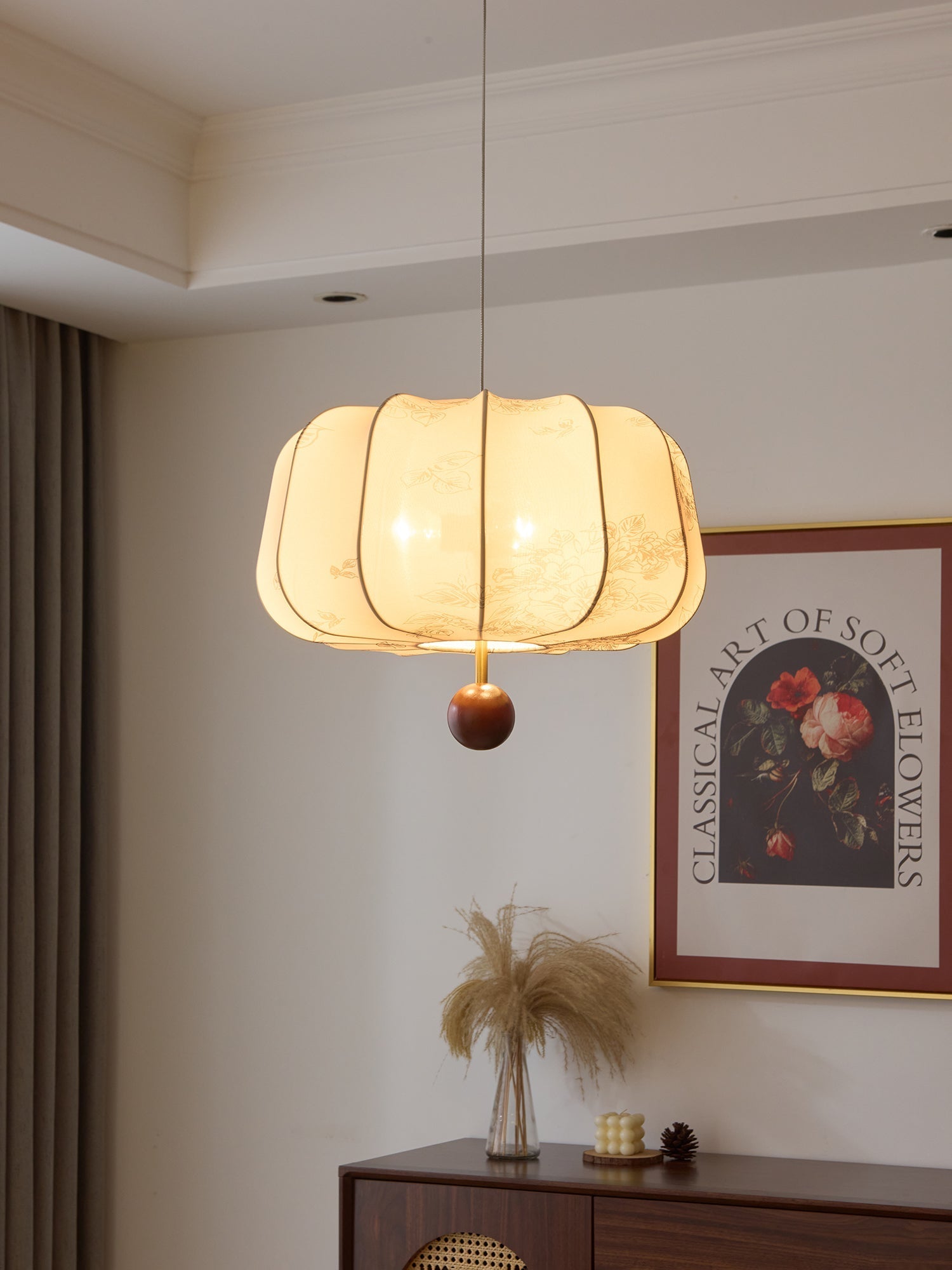 Divelo Wood & Fabric Pendant Light-Neutral Decor