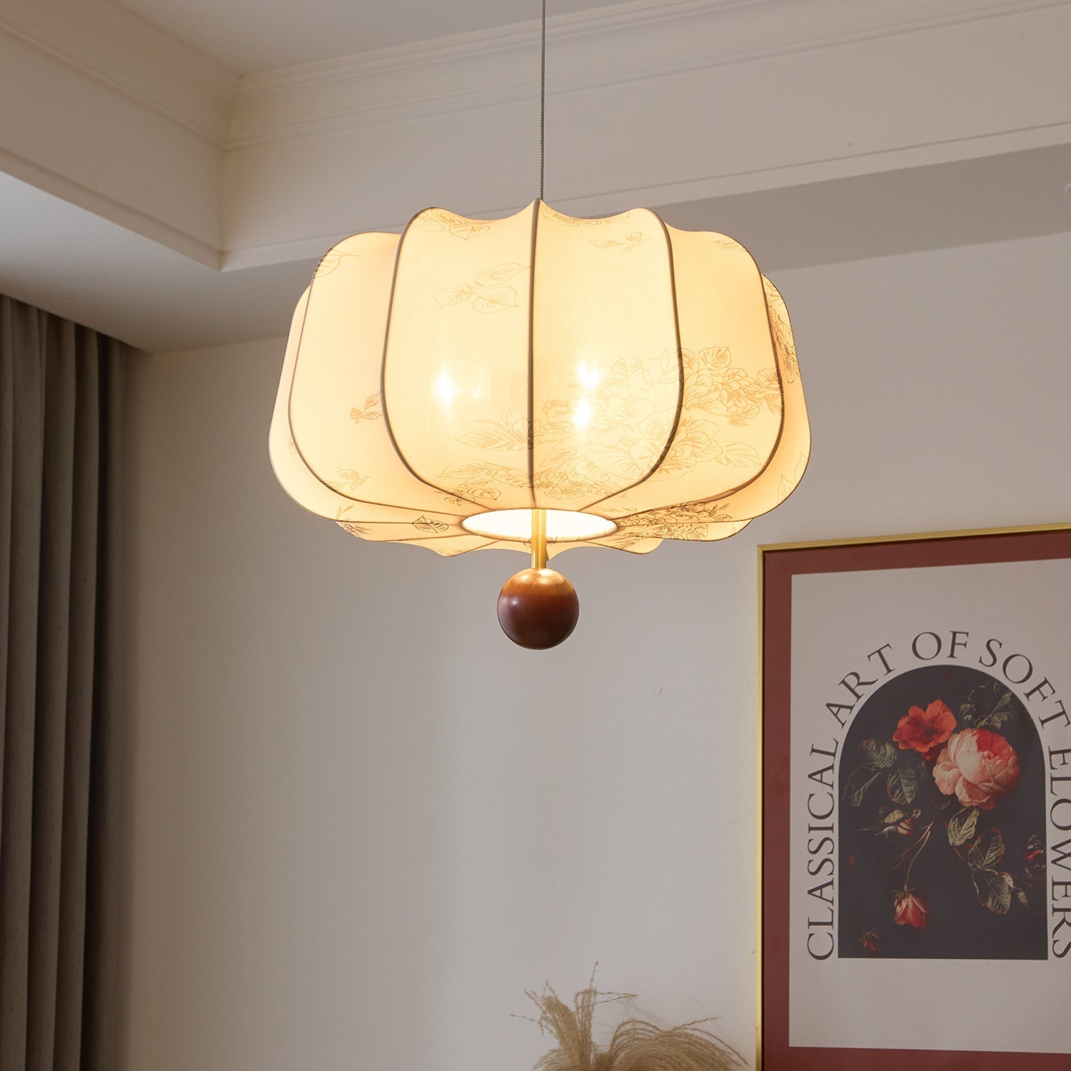 Divelo Wood & Fabric Pendant Light-Neutral Decor