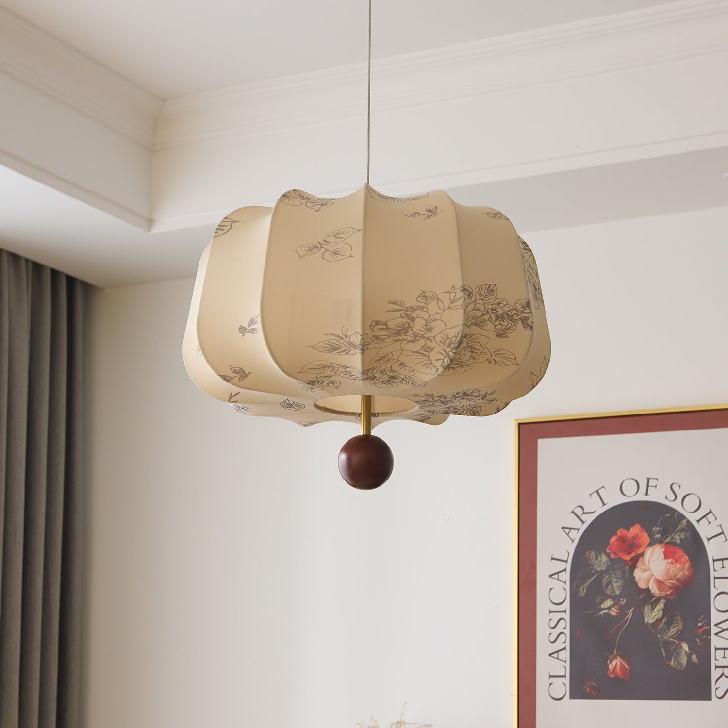 Divelo Wood & Fabric Pendant Light-Neutral Decor