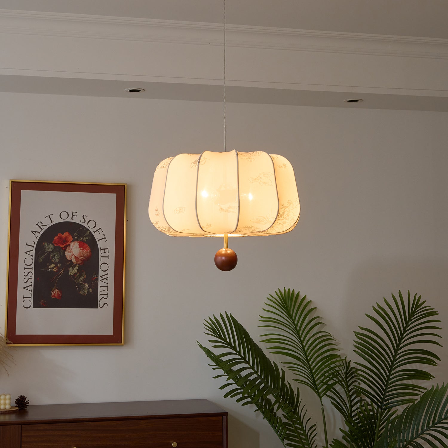 Divelo Wood & Fabric Pendant Light-Neutral Decor