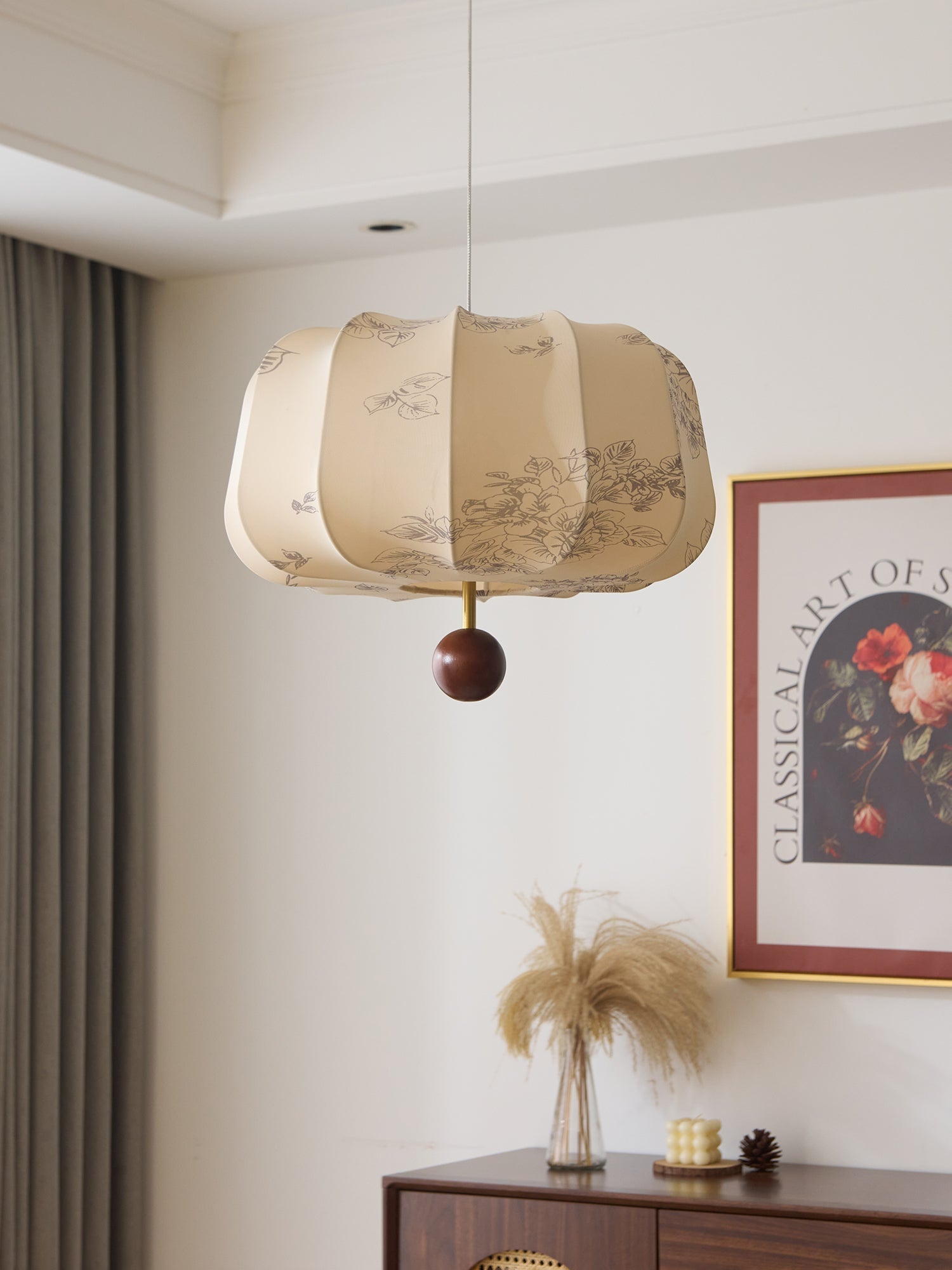Divelo Wood & Fabric Pendant Light-Neutral Decor