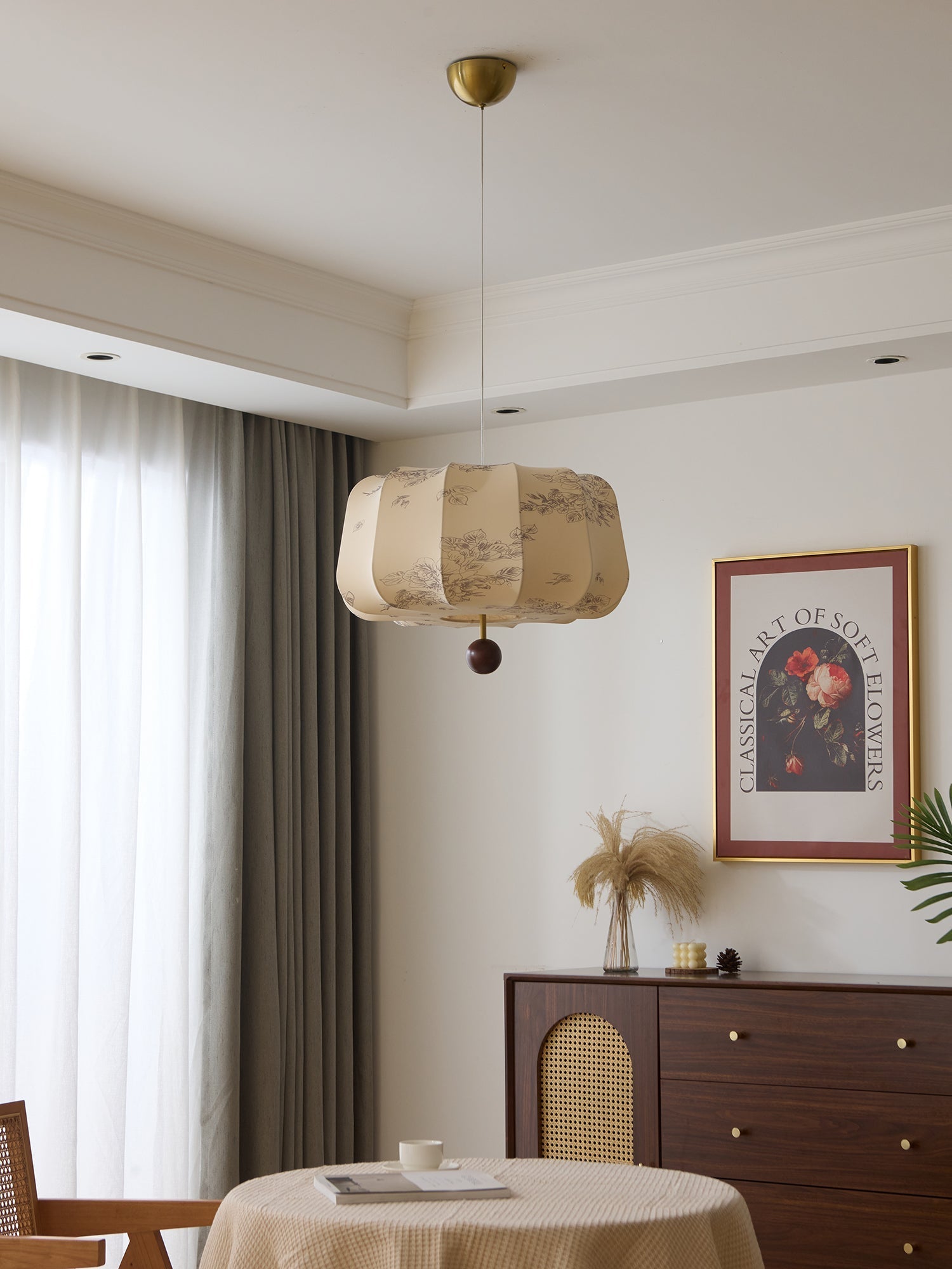 Divelo Wood & Fabric Pendant Light-Neutral Decor