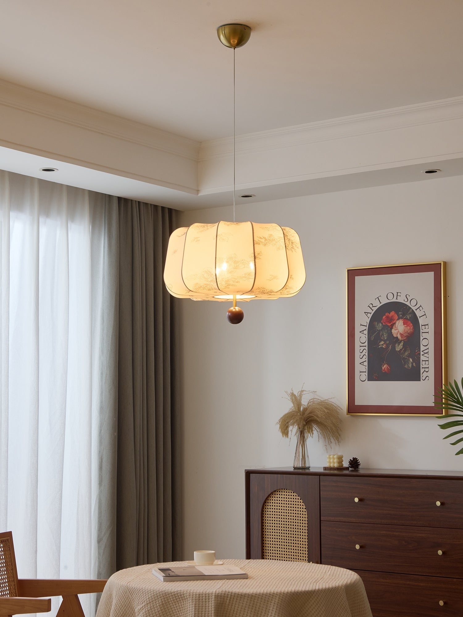 Divelo Wood & Fabric Pendant Light-Neutral Decor