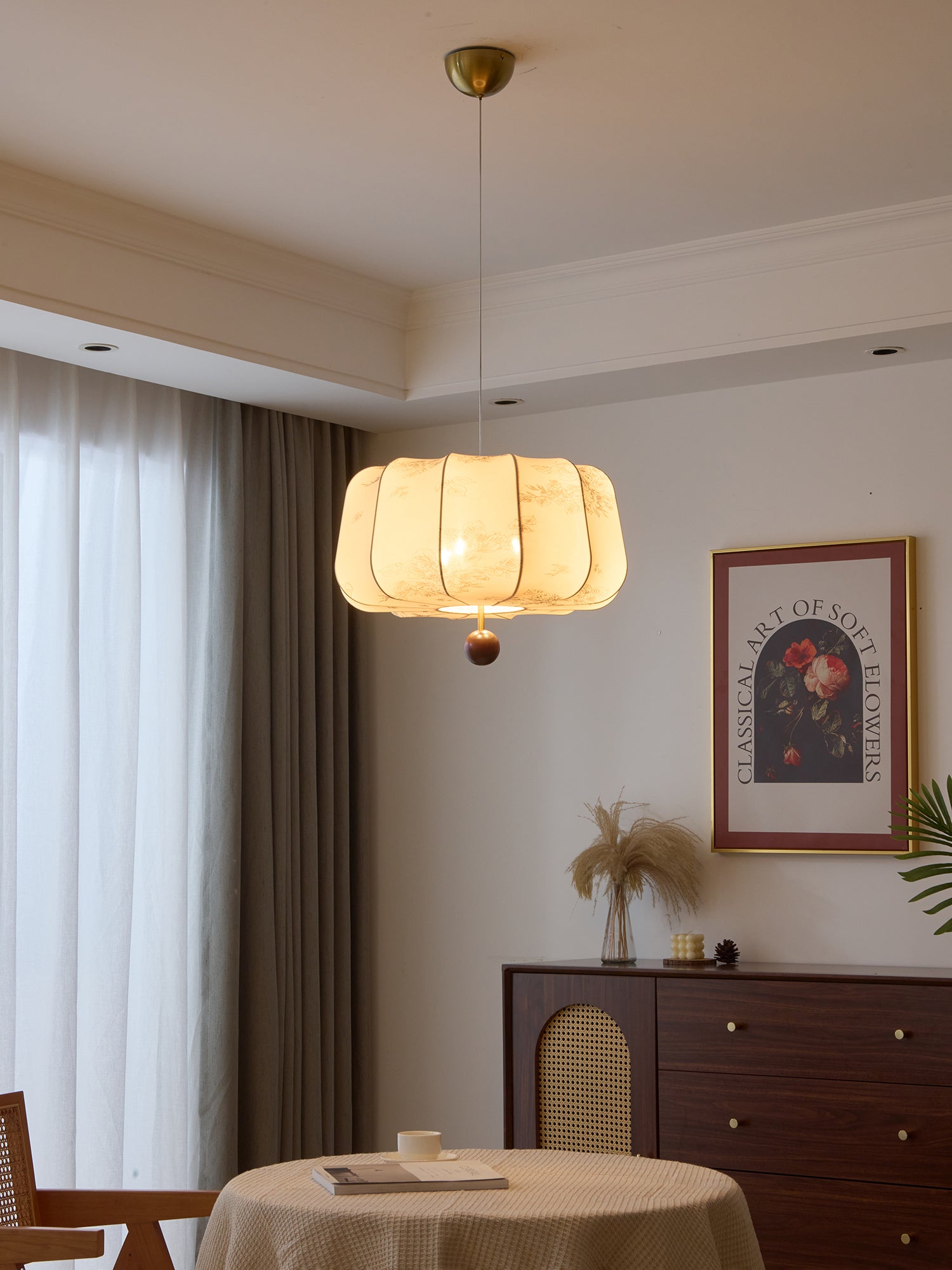 Divelo Wood & Fabric Pendant Light-Neutral Decor
