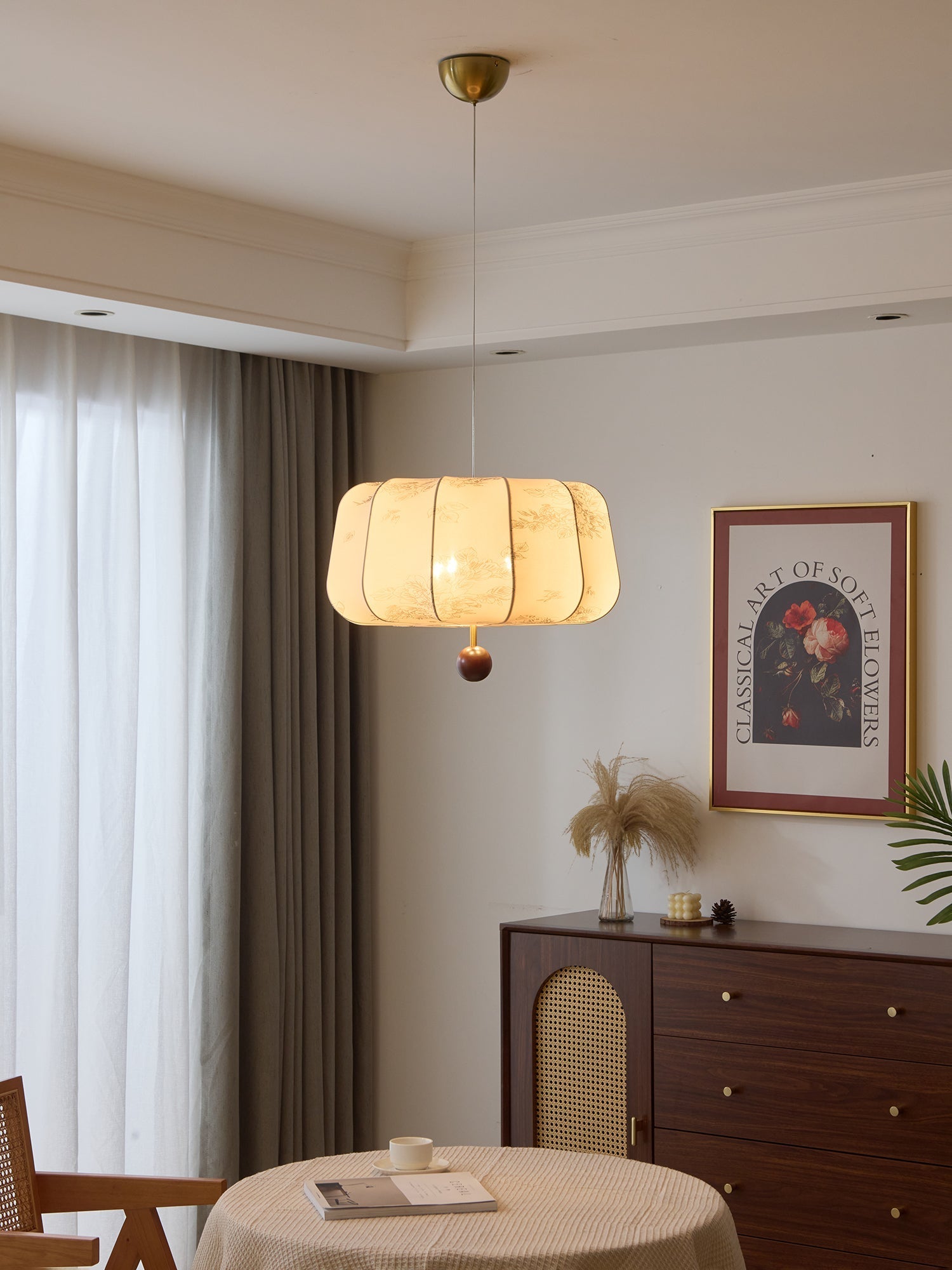 Divelo Wood & Fabric Pendant Light-Neutral Decor