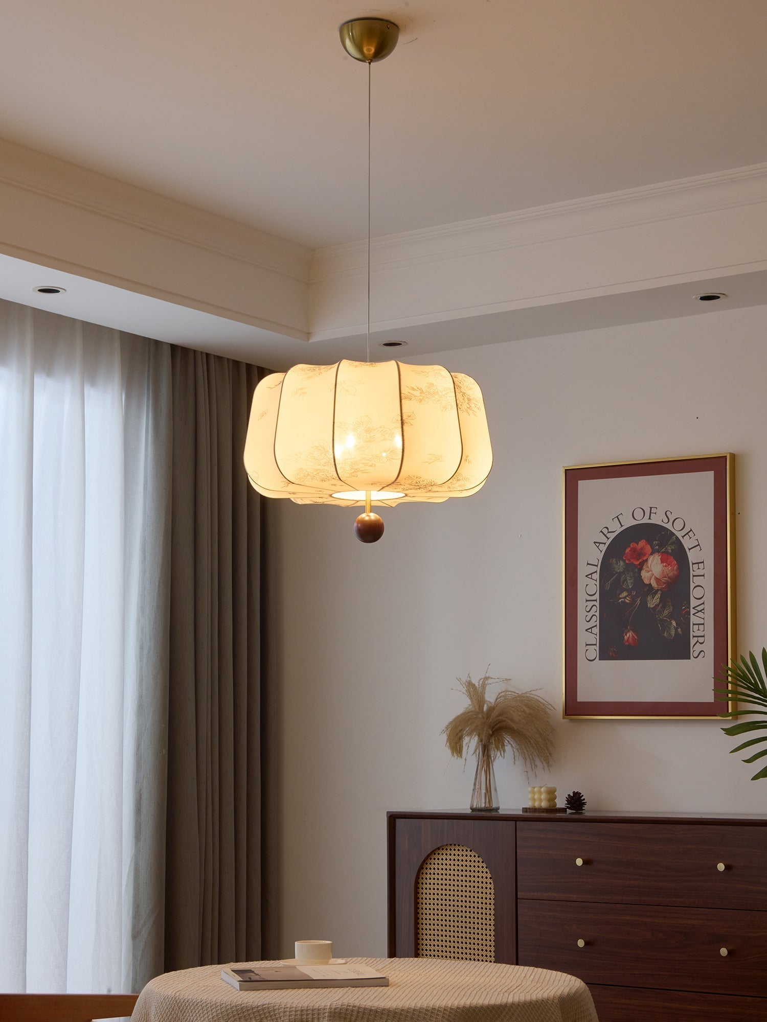 Divelo Wood & Fabric Pendant Light-Neutral Decor