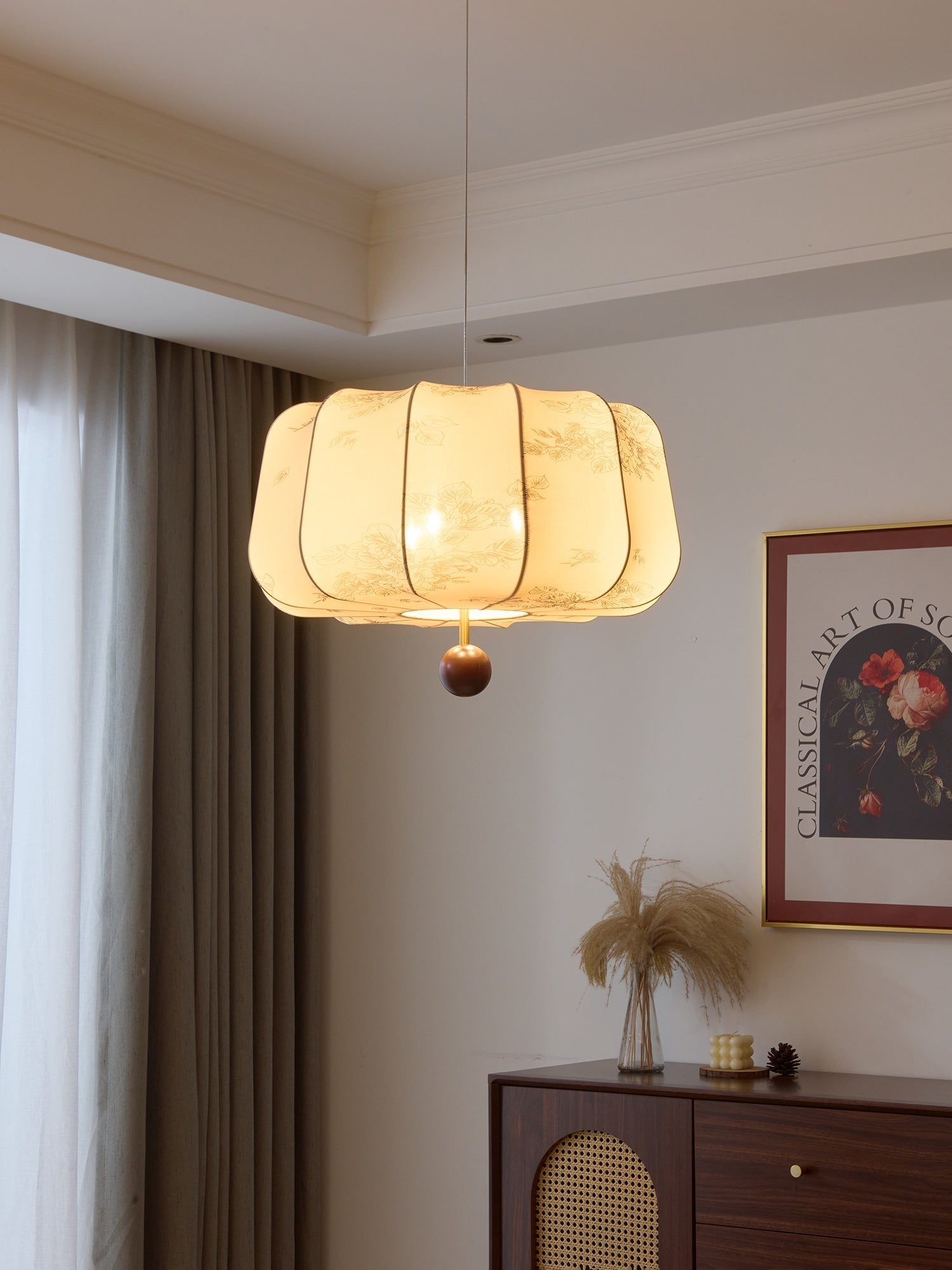 Divelo Wood & Fabric Pendant Light-Neutral Decor