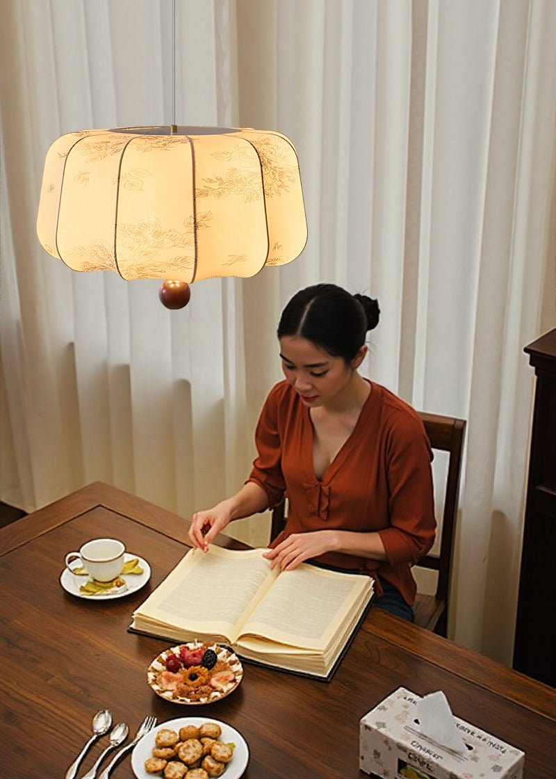 Divelo Wood & Fabric Pendant Light-Neutral Decor