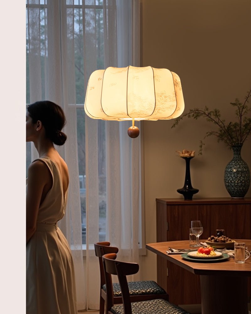 Divelo Wood & Fabric Pendant Light-Neutral Decor