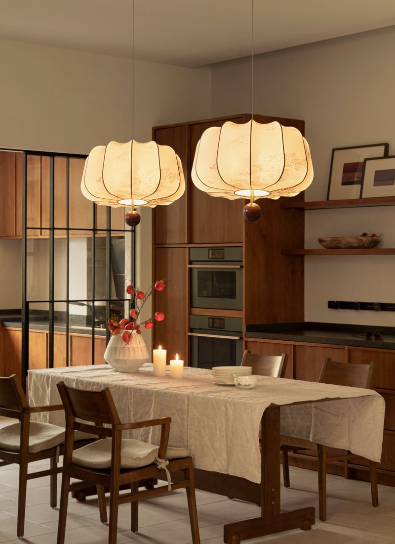 Divelo Wood & Fabric Pendant Light-Neutral Decor