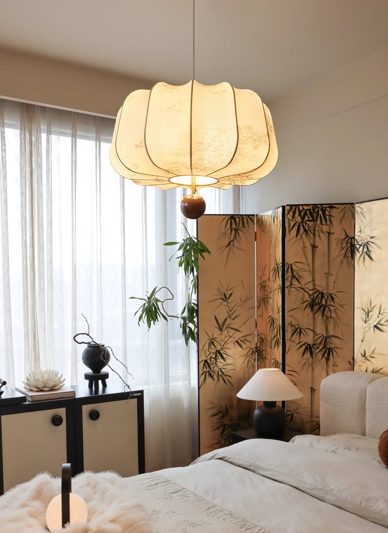 Divelo Wood & Fabric Pendant Light-Neutral Decor