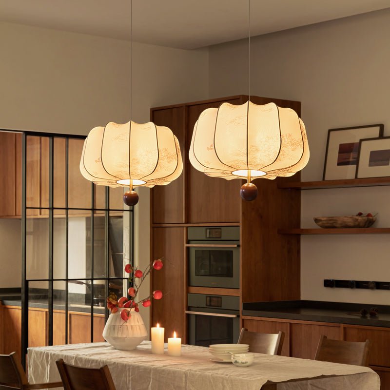Divelo Wood & Fabric Pendant Light-Neutral Decor