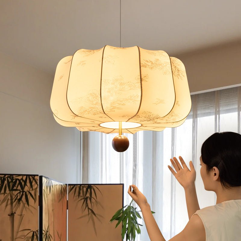 Divelo Wood & Fabric Pendant Light-Neutral Decor