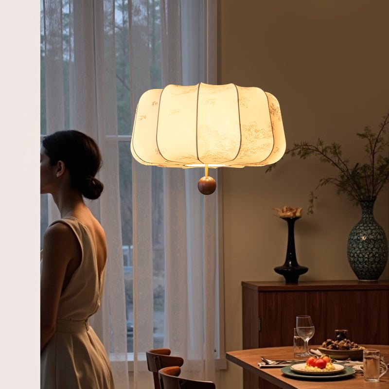 Divelo Wood & Fabric Pendant Light-Neutral Decor
