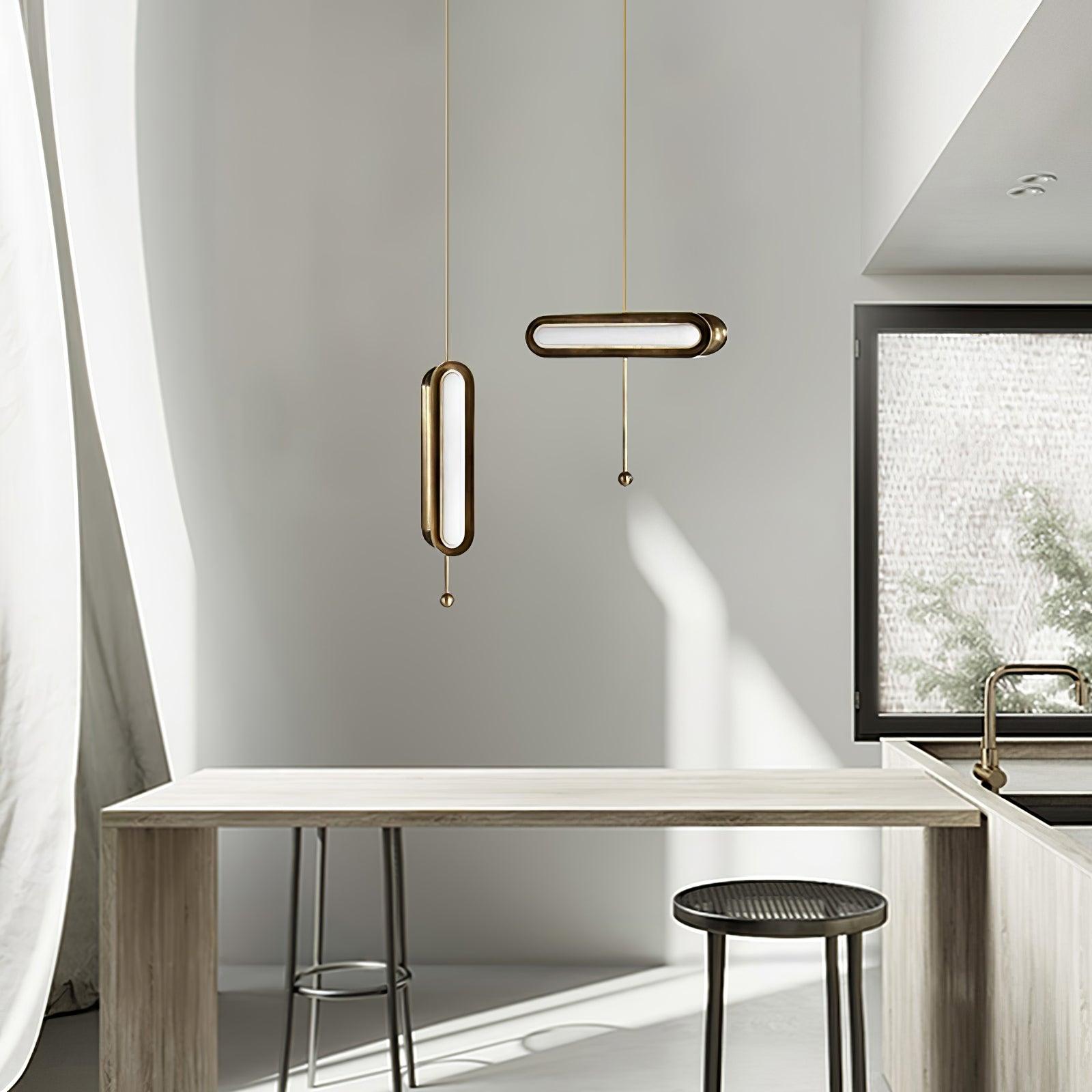 Lyvinaris Geometric Brass Linear Pendant Light-Neutral Decor