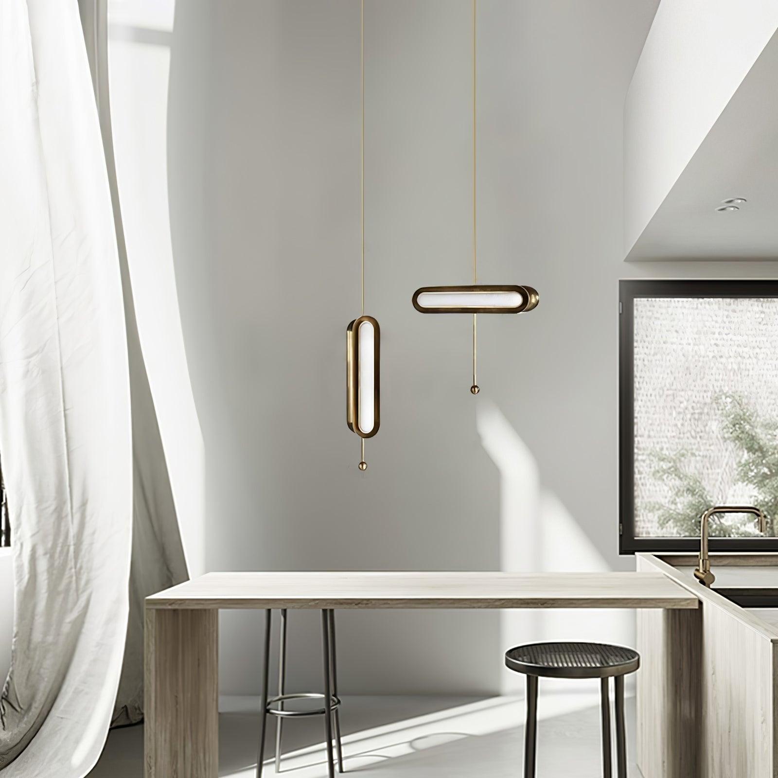 Lyvinaris Geometric Brass Linear Pendant Light-Neutral Decor