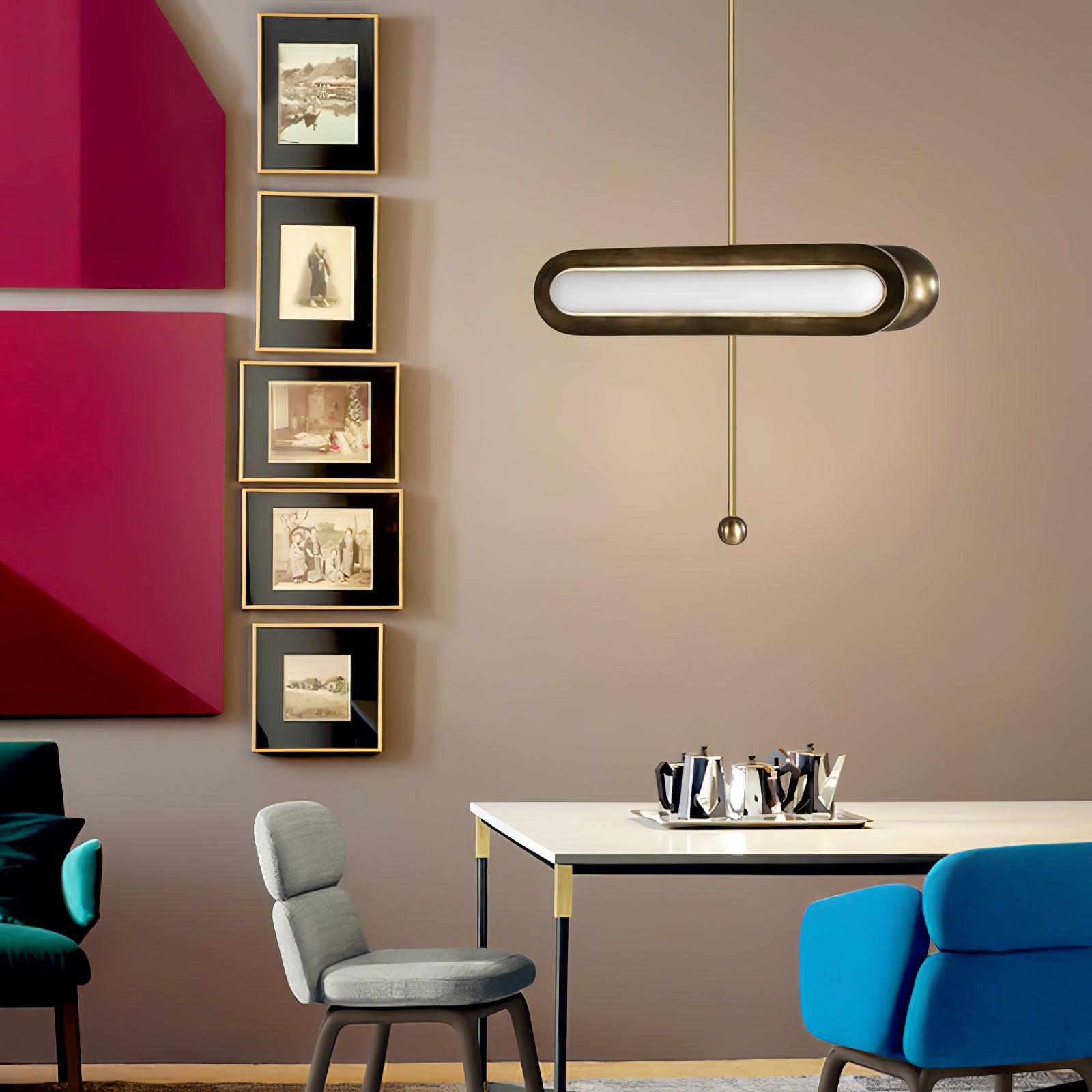 Lyvinaris Geometric Brass Linear Pendant Light-Neutral Decor