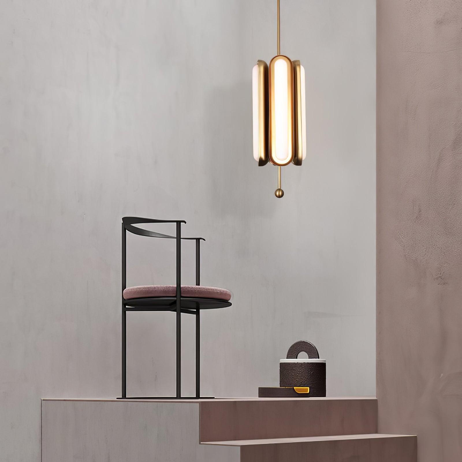 Lyvinaris Geometric Brass Linear Pendant Light-Neutral Decor