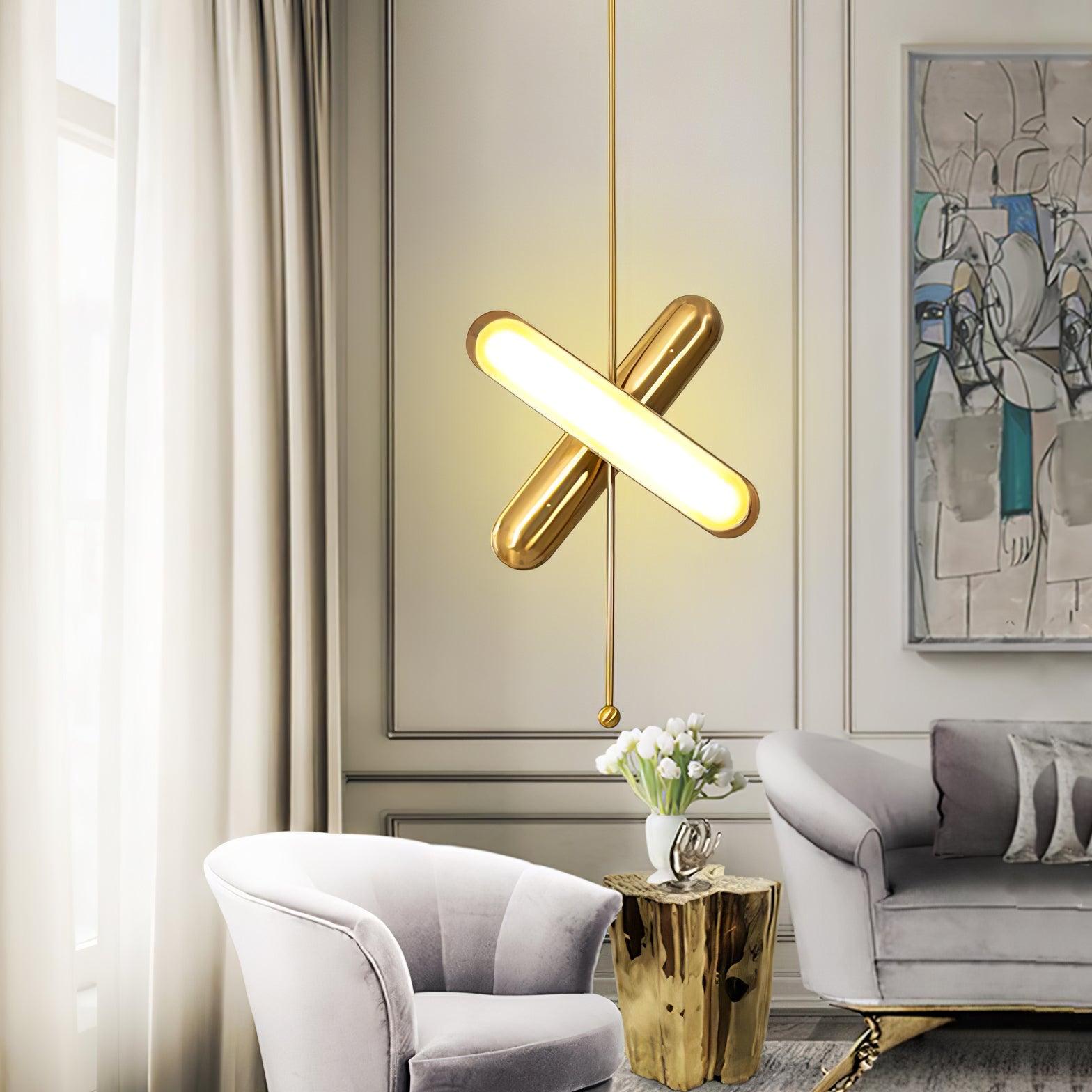 Lyvinaris Geometric Brass Linear Pendant Light-Neutral Decor