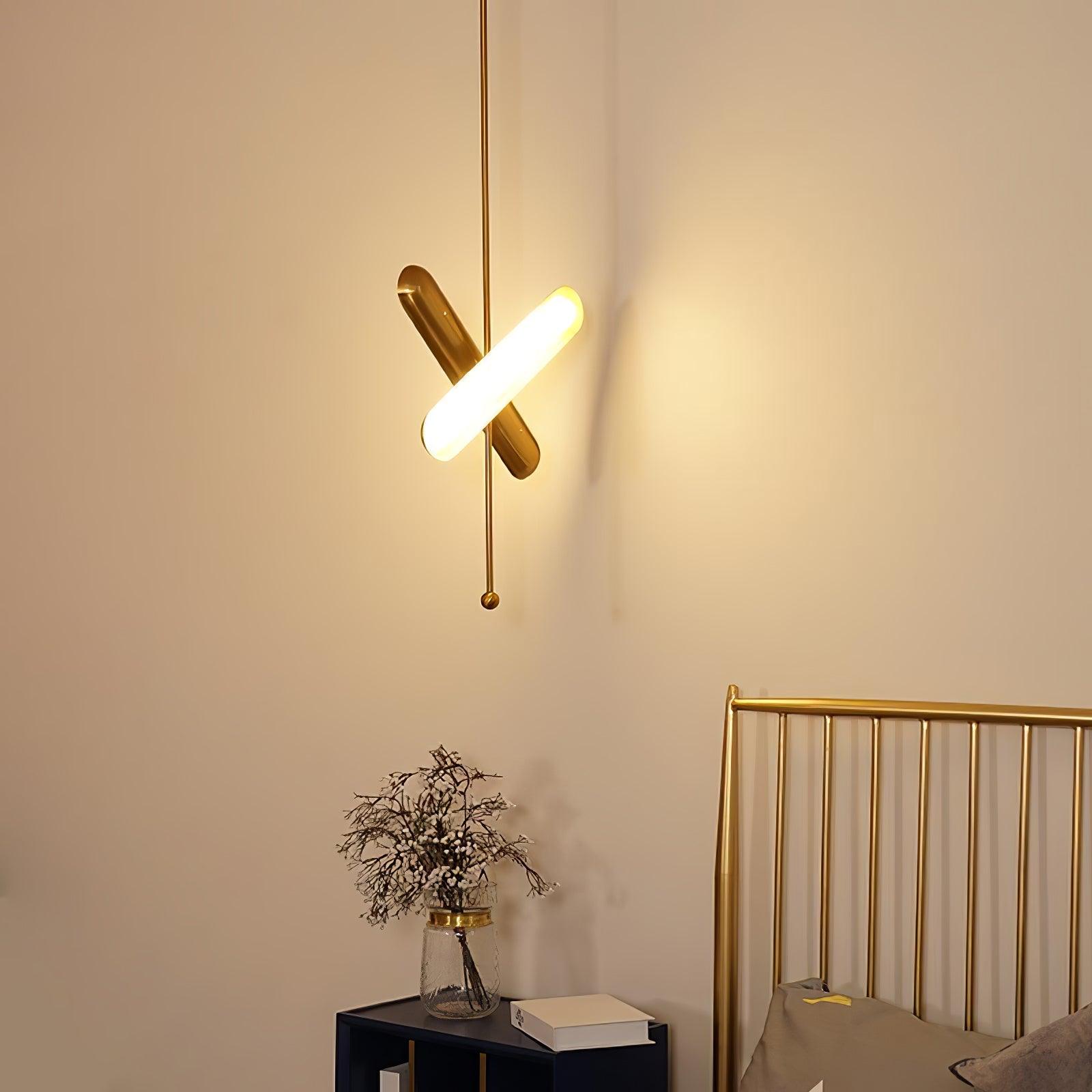 Lyvinaris Geometric Brass Linear Pendant Light-Neutral Decor