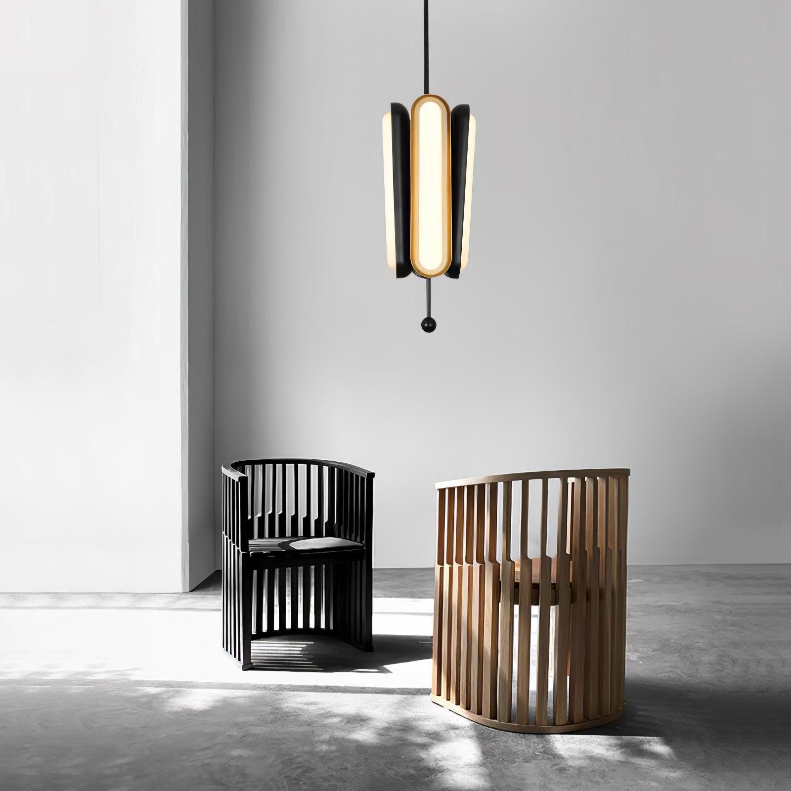 Lyvinaris Geometric Brass Linear Pendant Light-Neutral Decor
