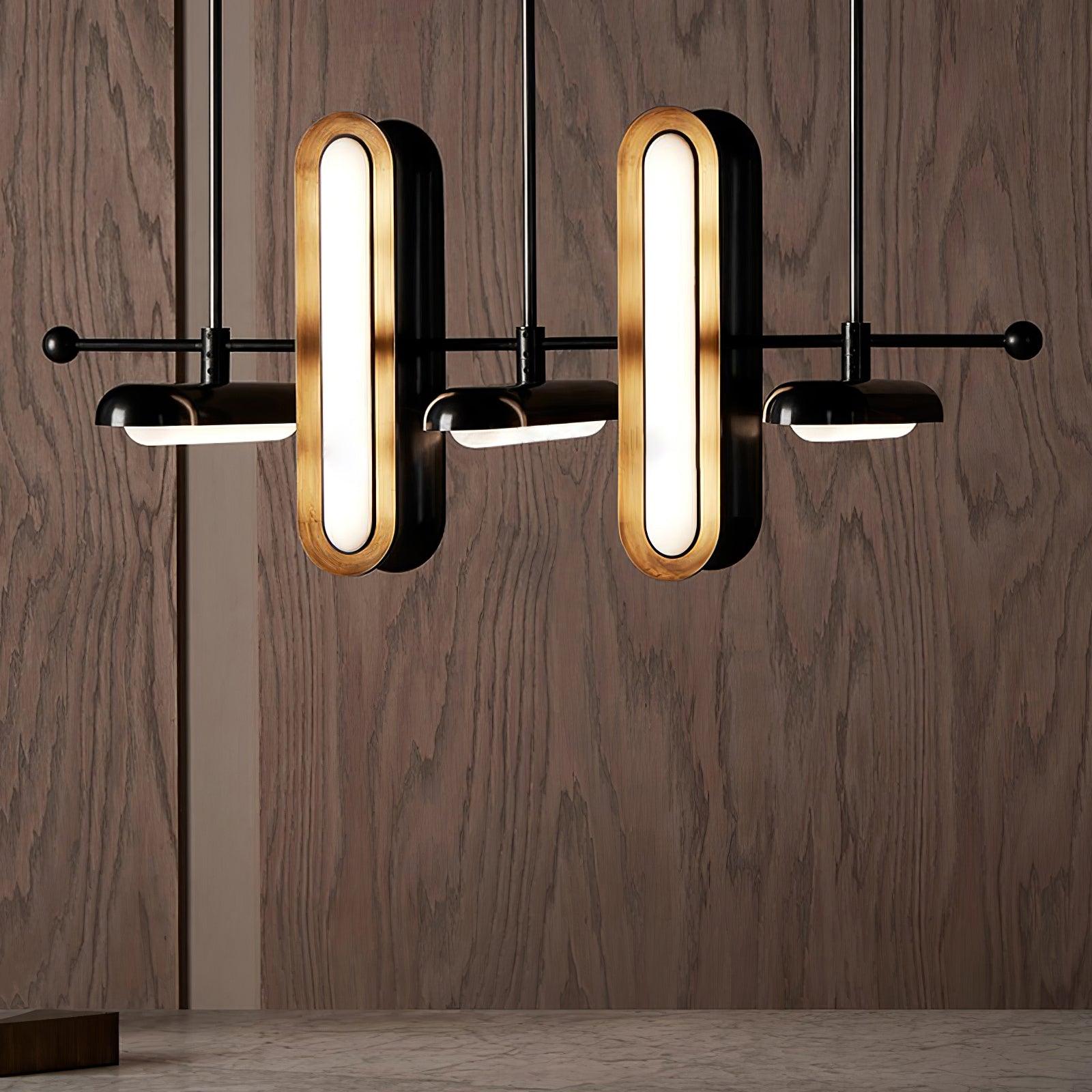 Lyvinaris Geometric Brass Linear Pendant Light-Neutral Decor