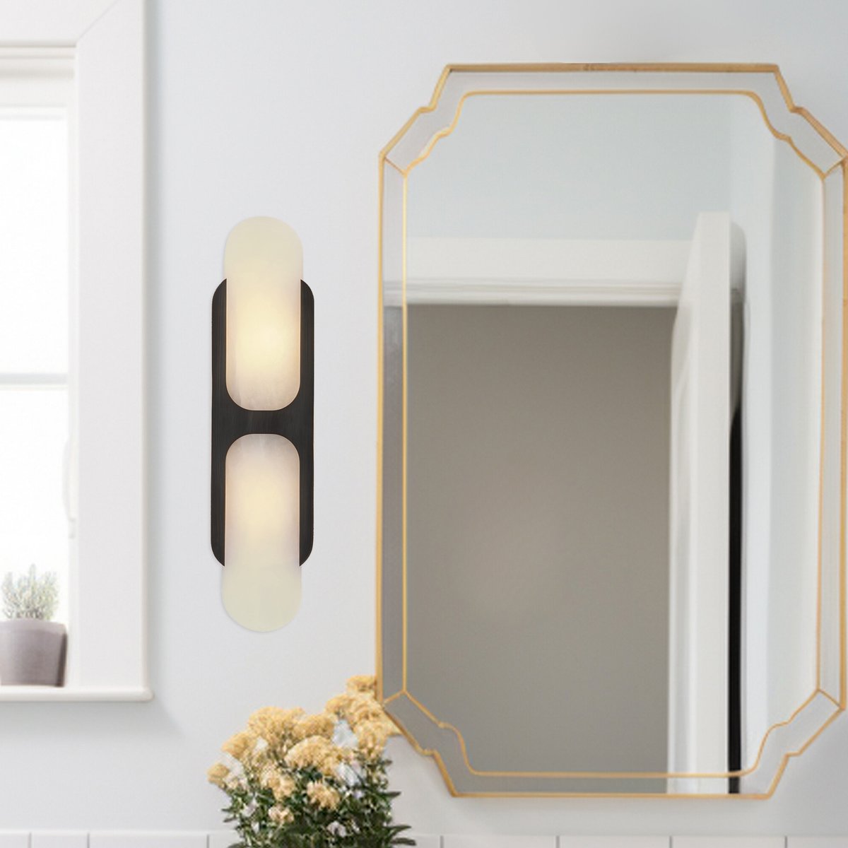 Ulthaora Double Globe Alabaster Wall Ligh-Neutral Decor