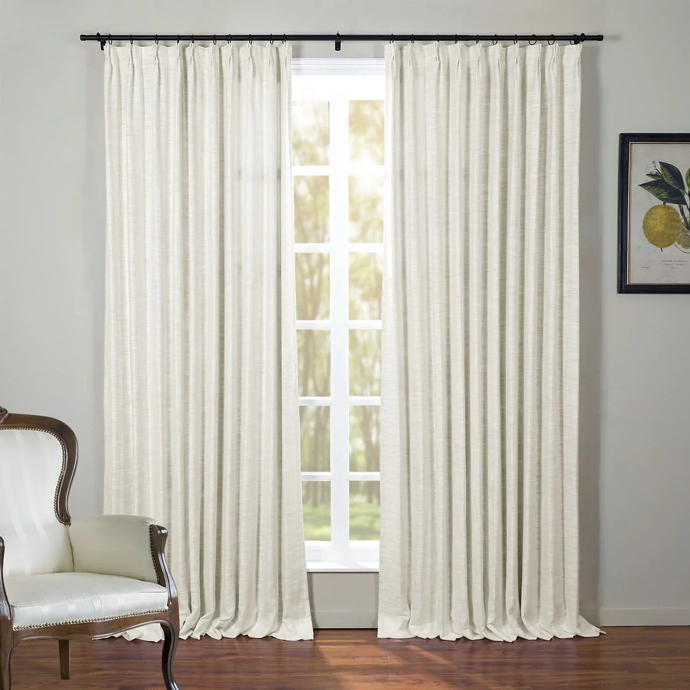 Kelly Flax Linen Curtains & Drapes Pleated-Neutral Decor