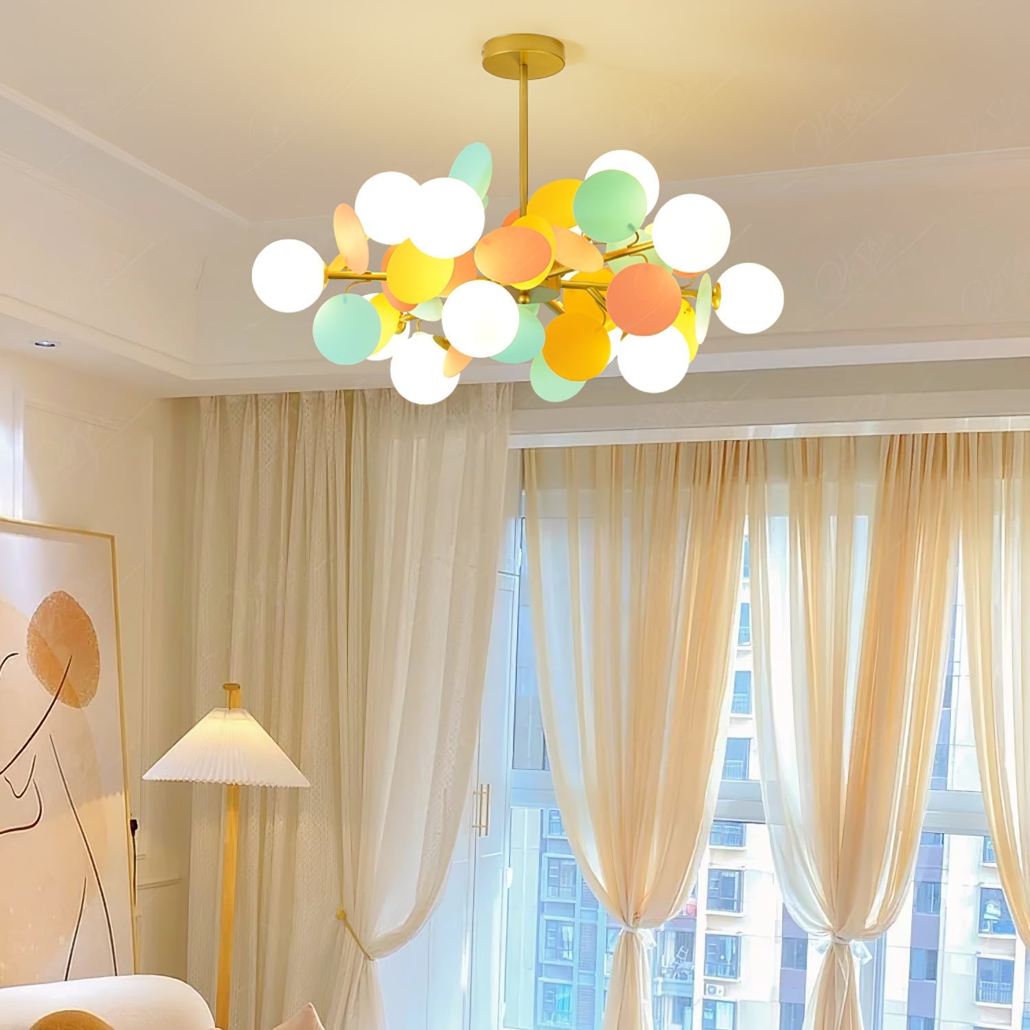 Tide Chandelier Off White Tree Eight Open Shades-Neutral Decor