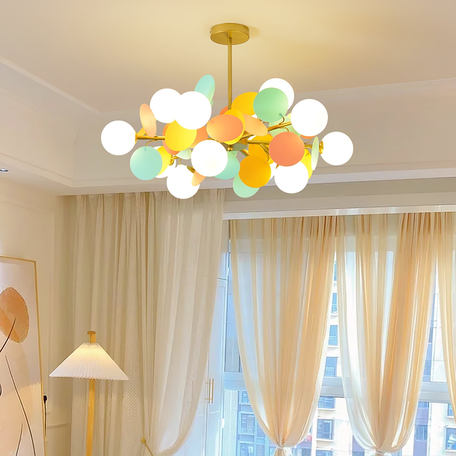 Tide Chandelier Off White Tree Eight Open Shades-Neutral Decor