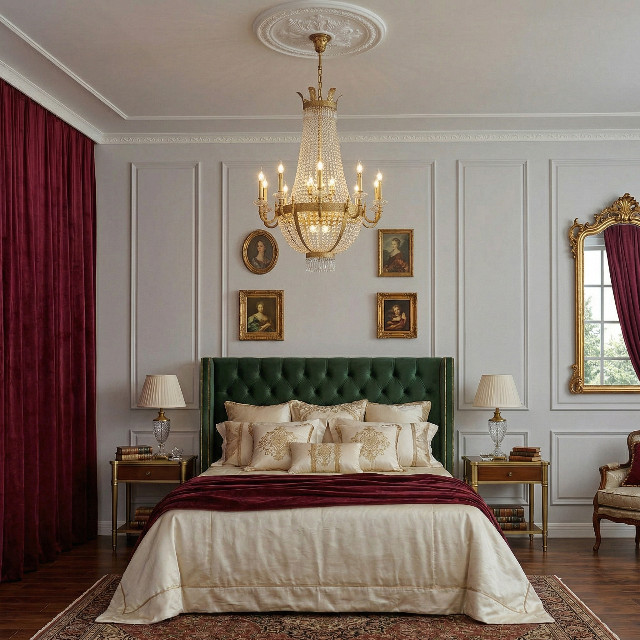 The chandelier shown with recommended clear E12 candle bulbs.