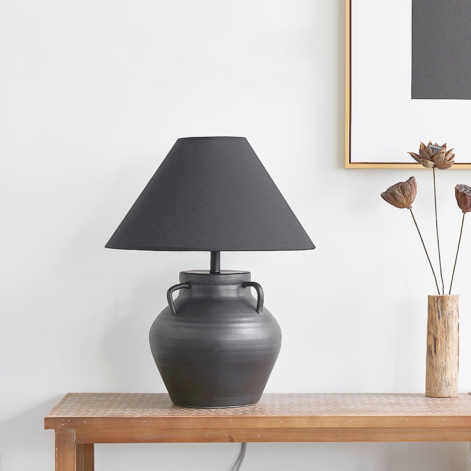 Amfora Fabric Rustic Table Lamp-Neutral Decor