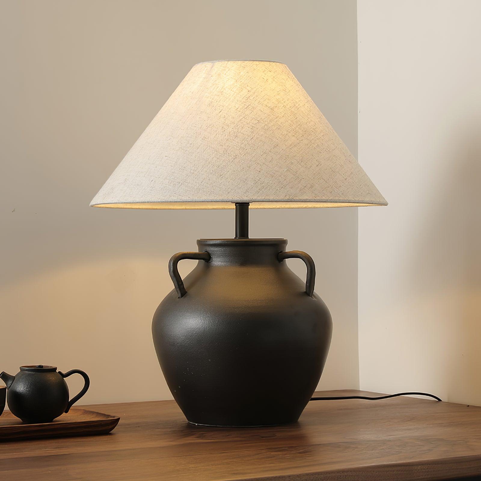 Amfora Fabric Rustic Table Lamp-Neutral Decor