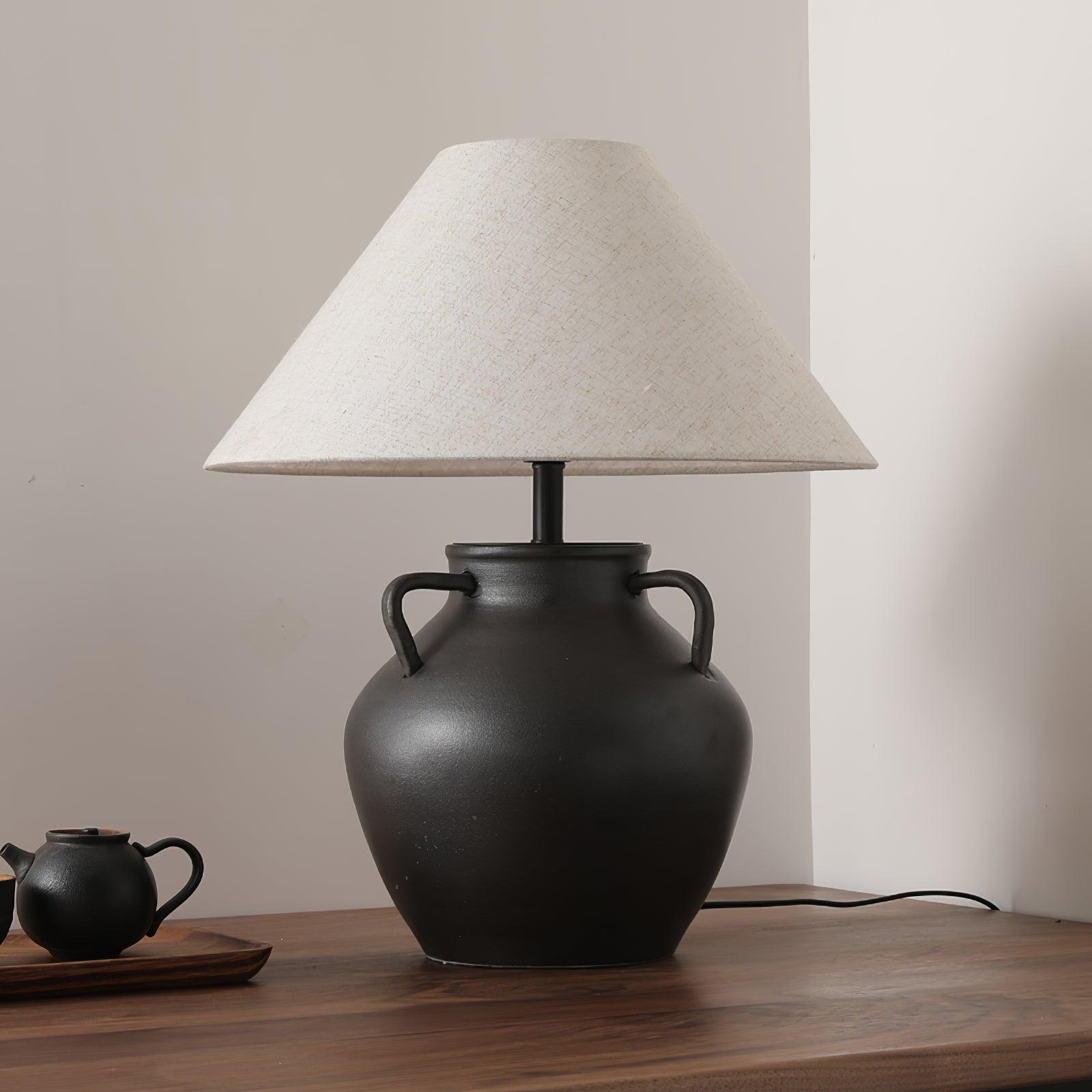 Amfora Fabric Rustic Table Lamp-Neutral Decor