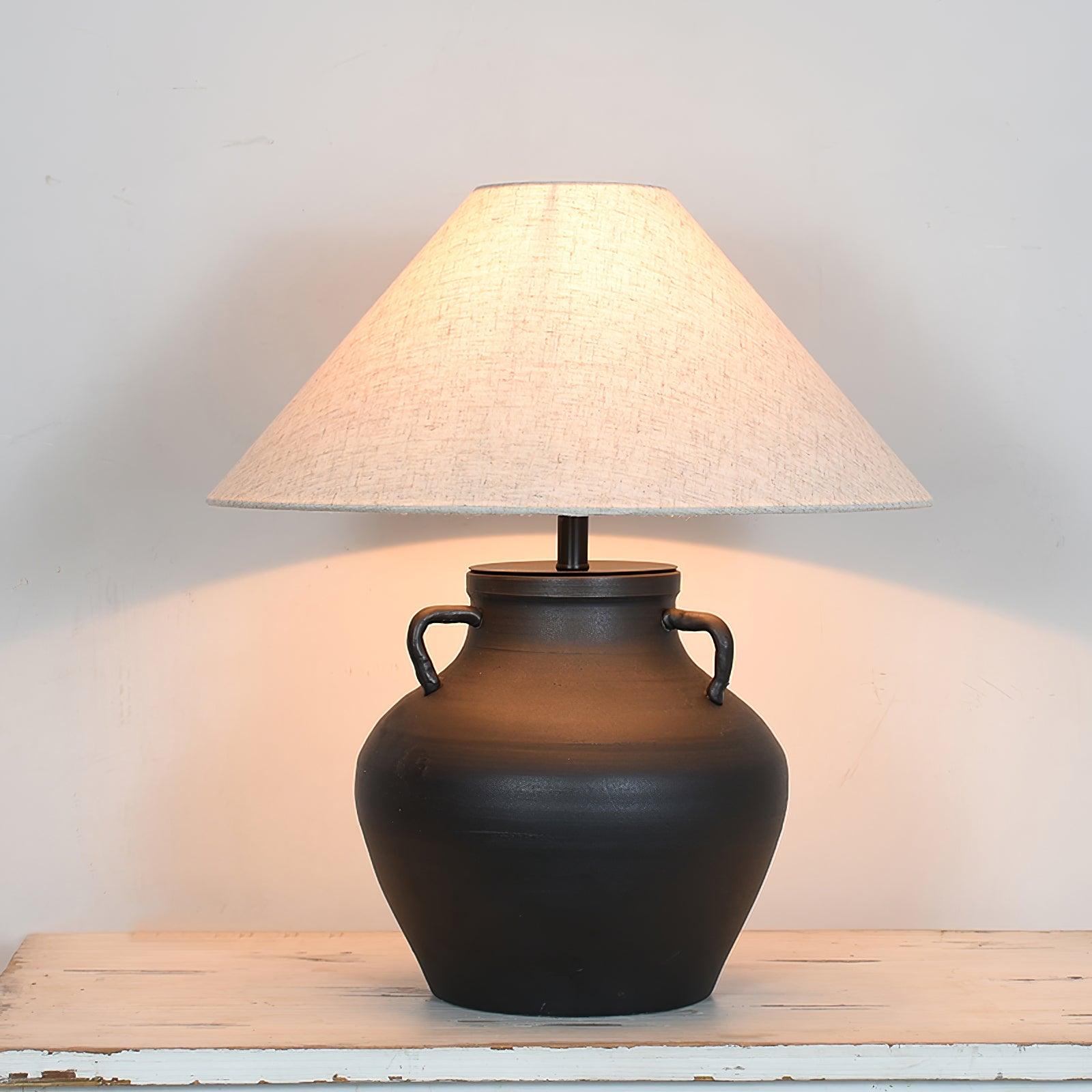 Amfora Fabric Rustic Table Lamp-Neutral Decor