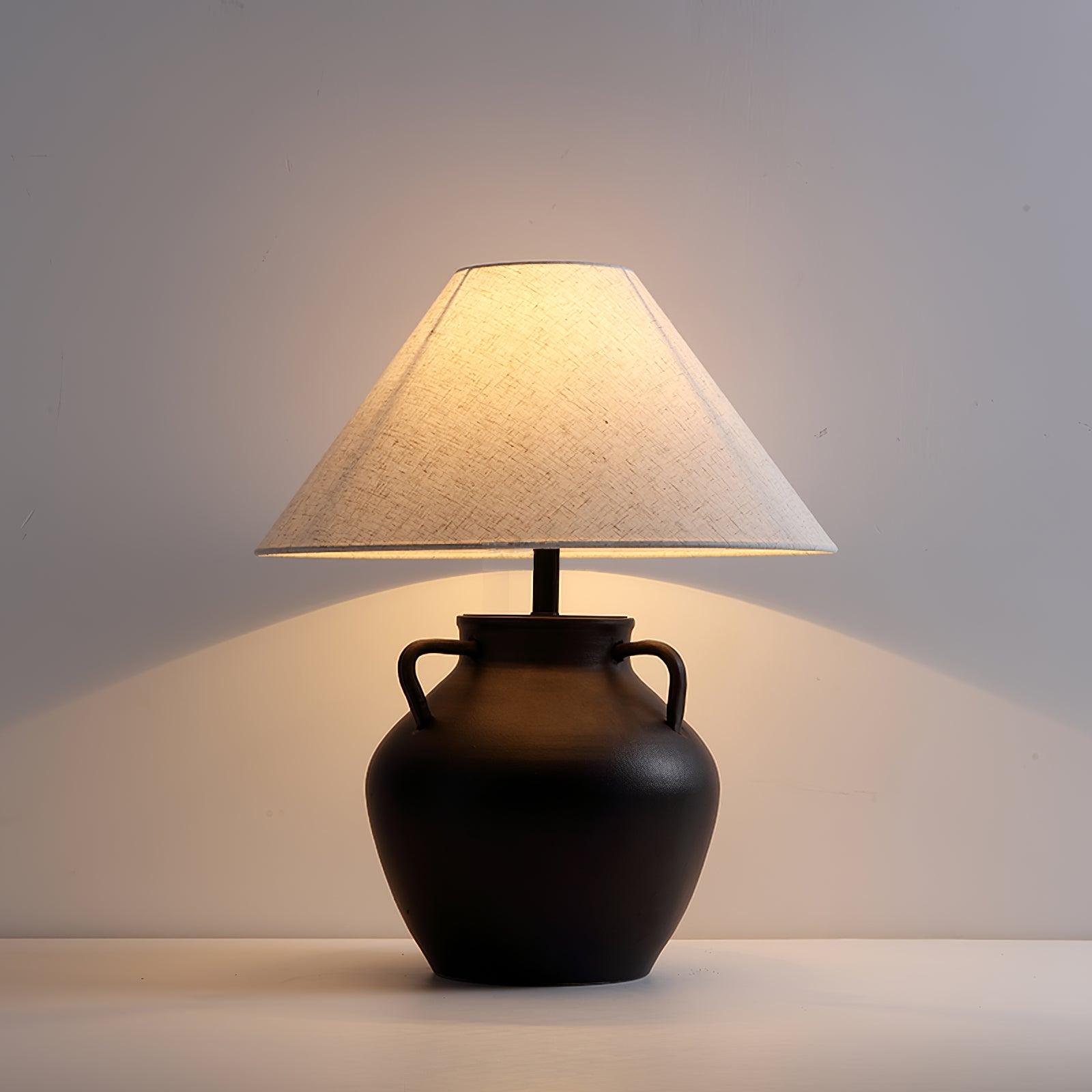 Amfora Fabric Rustic Table Lamp-Neutral Decor