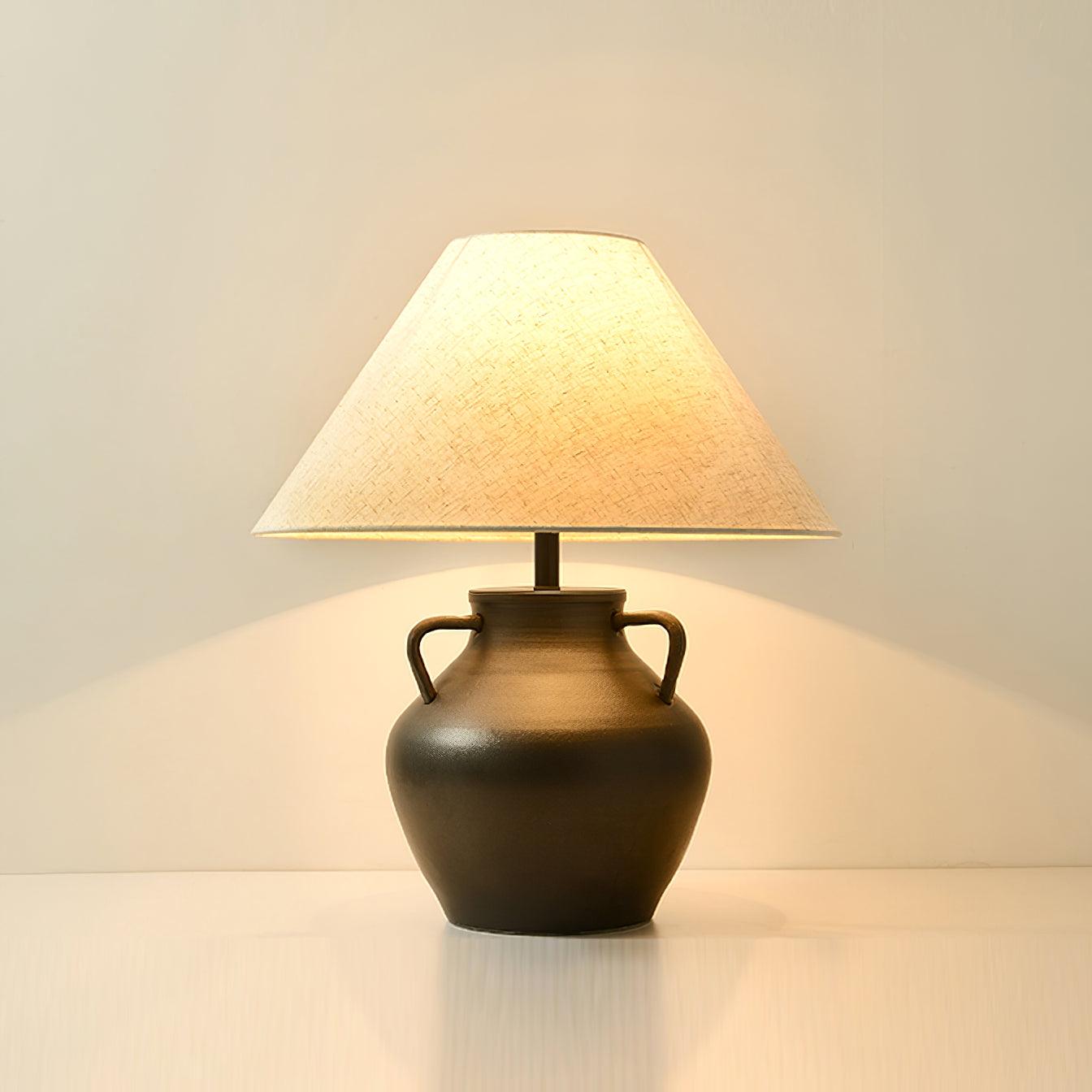 Amfora Fabric Rustic Table Lamp-Neutral Decor