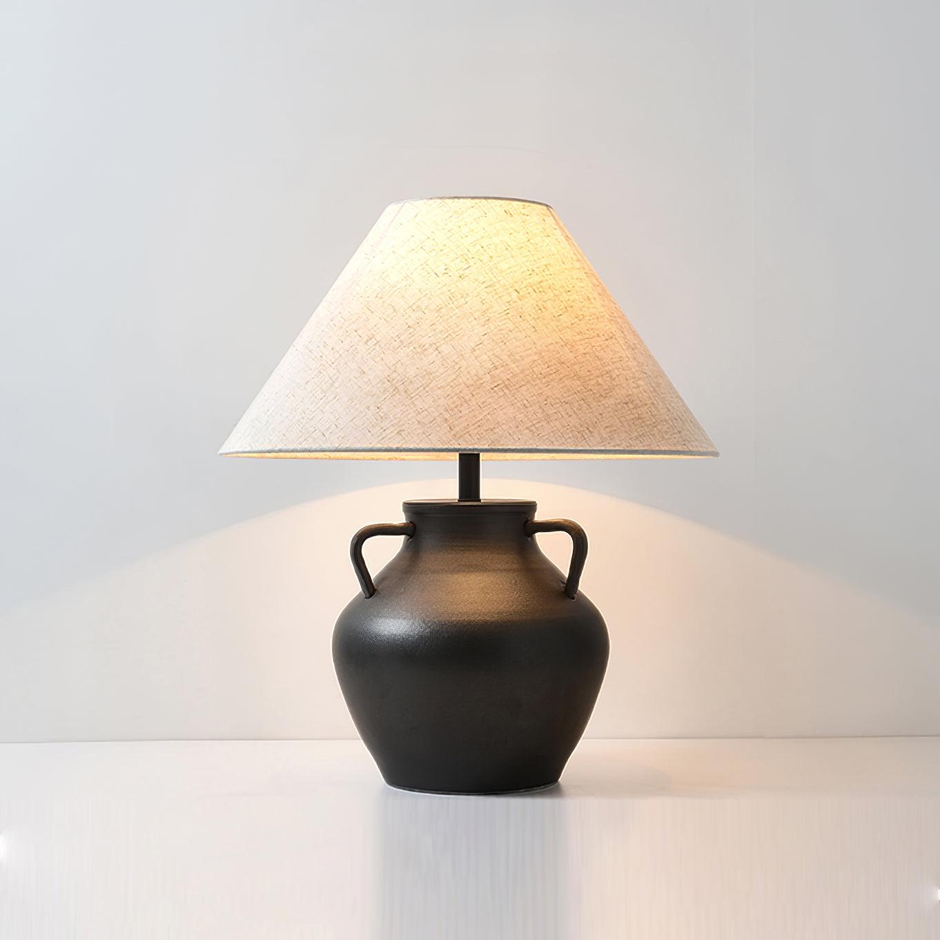Amfora Fabric Rustic Table Lamp-Neutral Decor