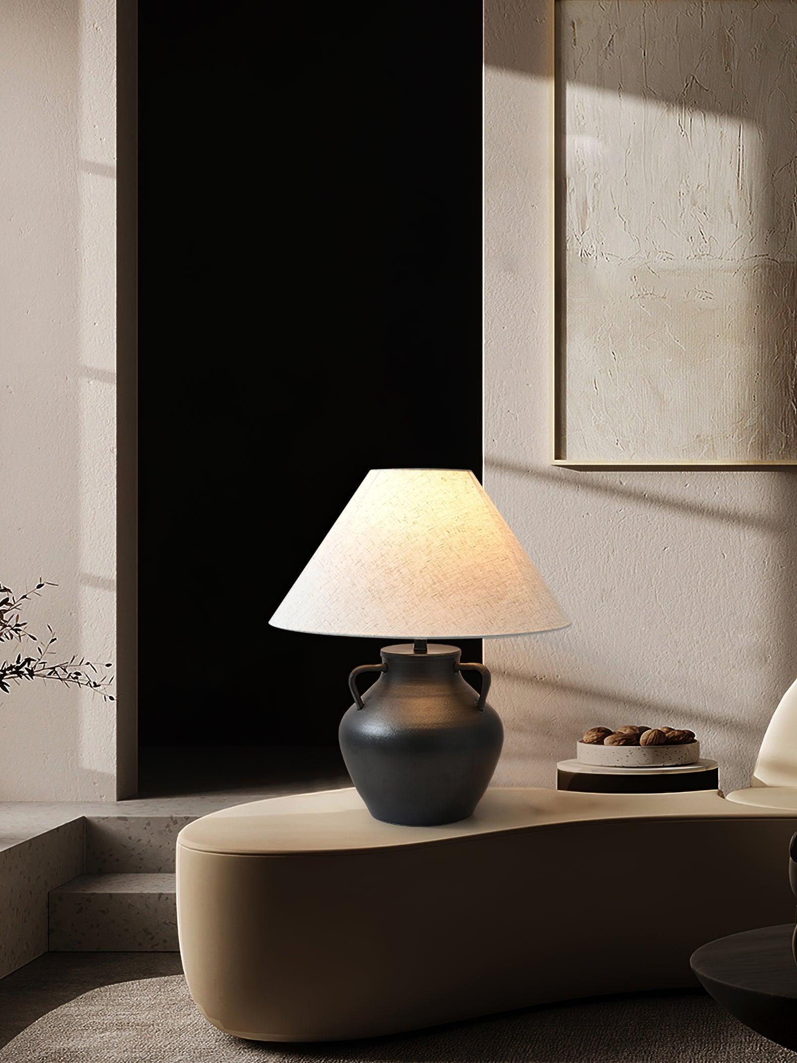 Amfora Fabric Rustic Table Lamp-Neutral Decor