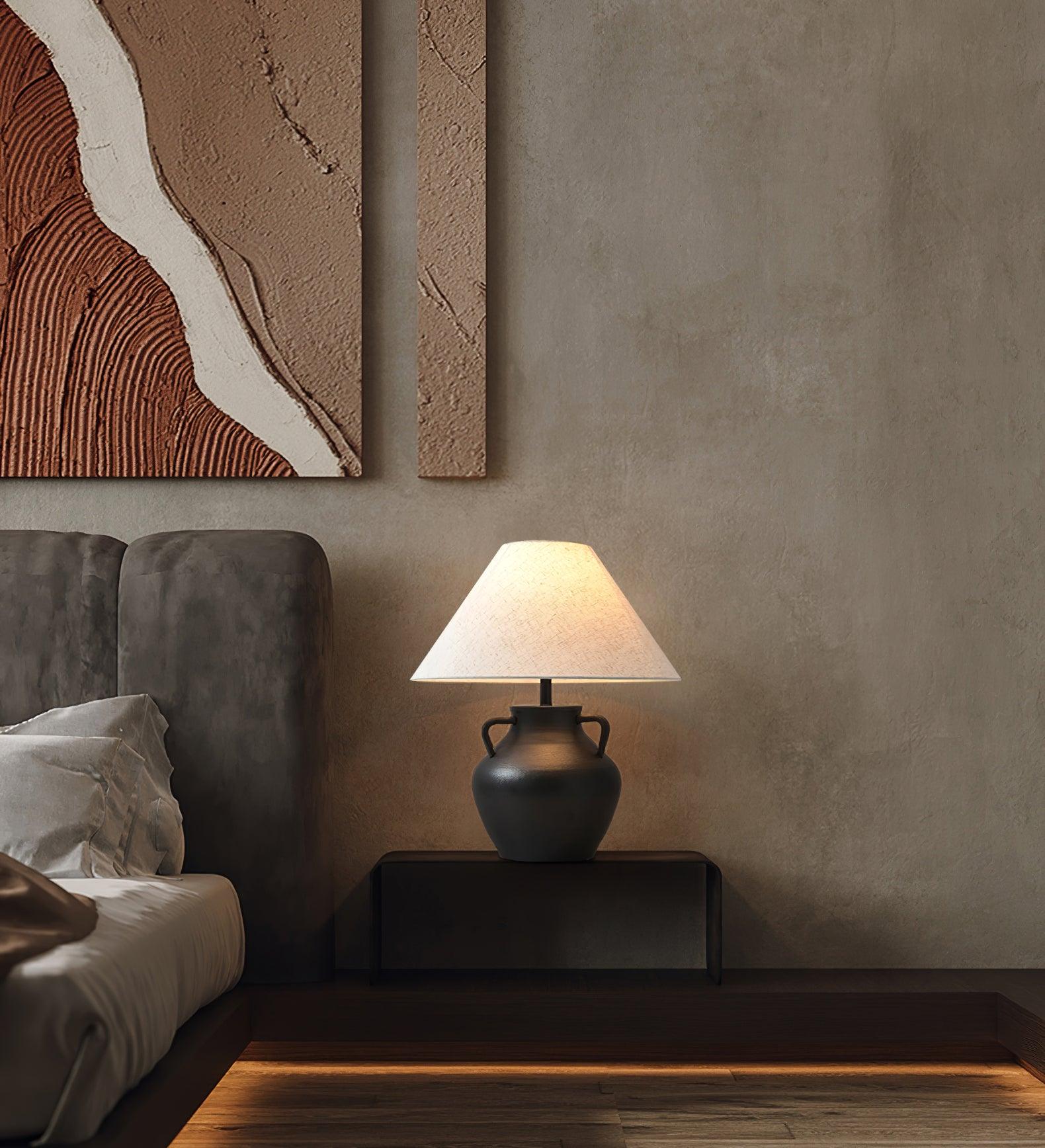 Amfora Fabric Rustic Table Lamp-Neutral Decor